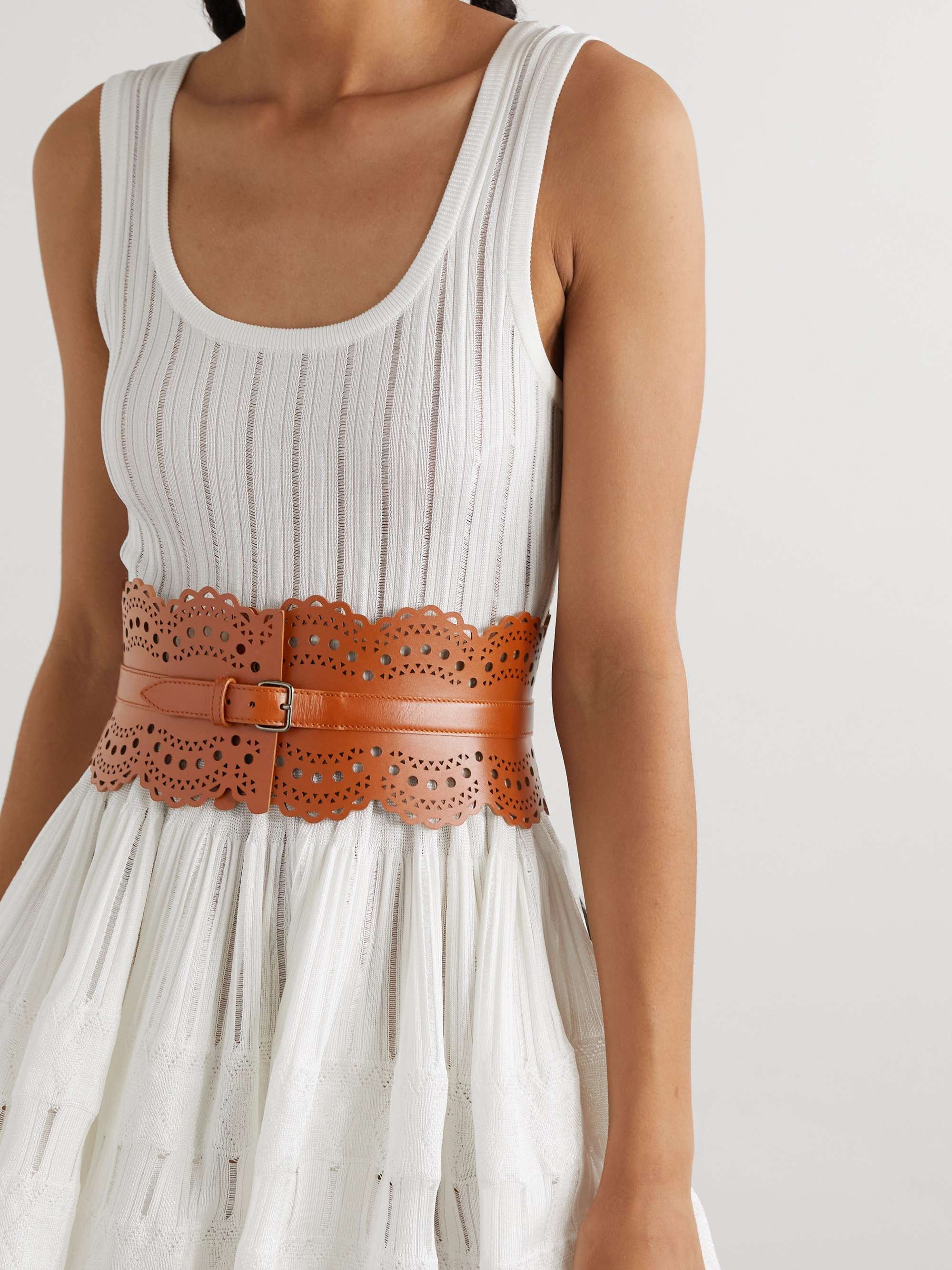 ALAÏA Laser-cut leather waist belt