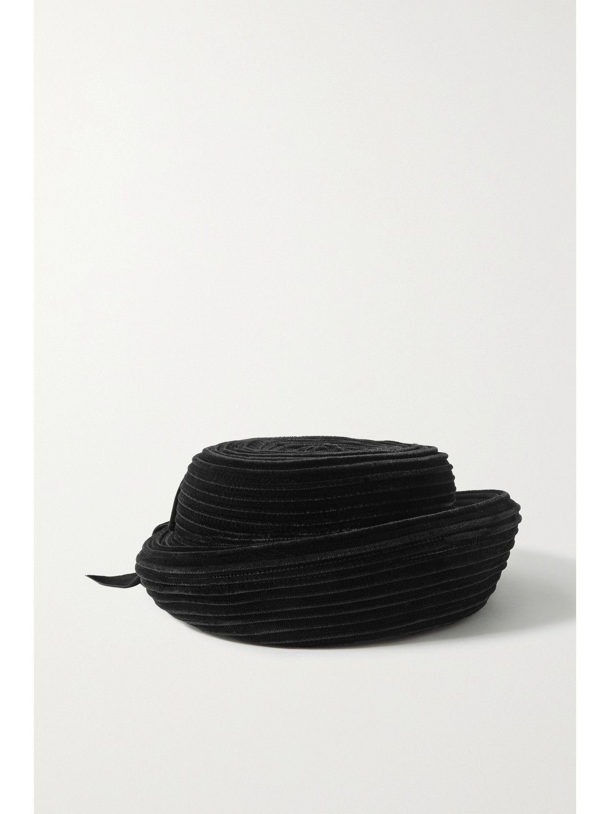 Gigi Burris - Laura Bow-embellished Ribbed Silk-blend Velvet Hat - Black