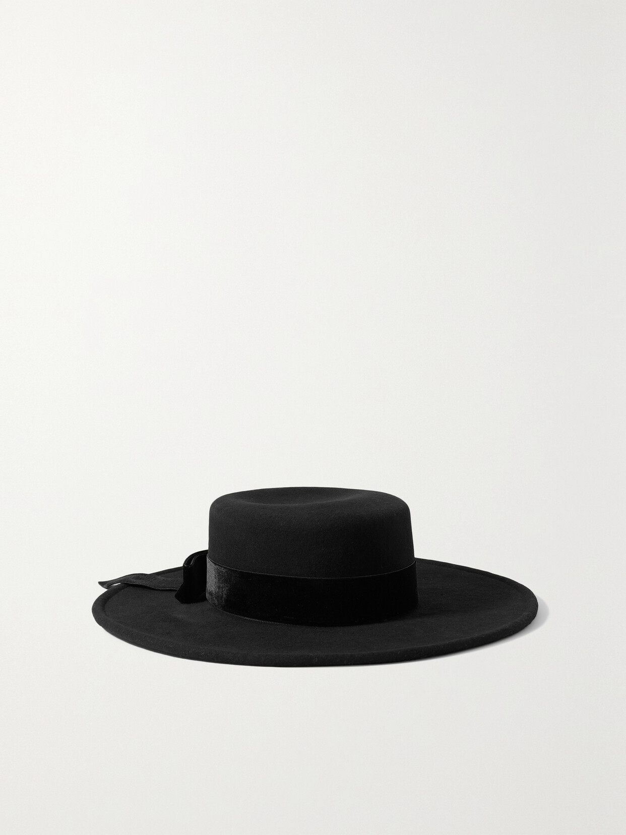 Gigi Burris - Velvet-trimmed Wool-blend Felt Fedora - Black