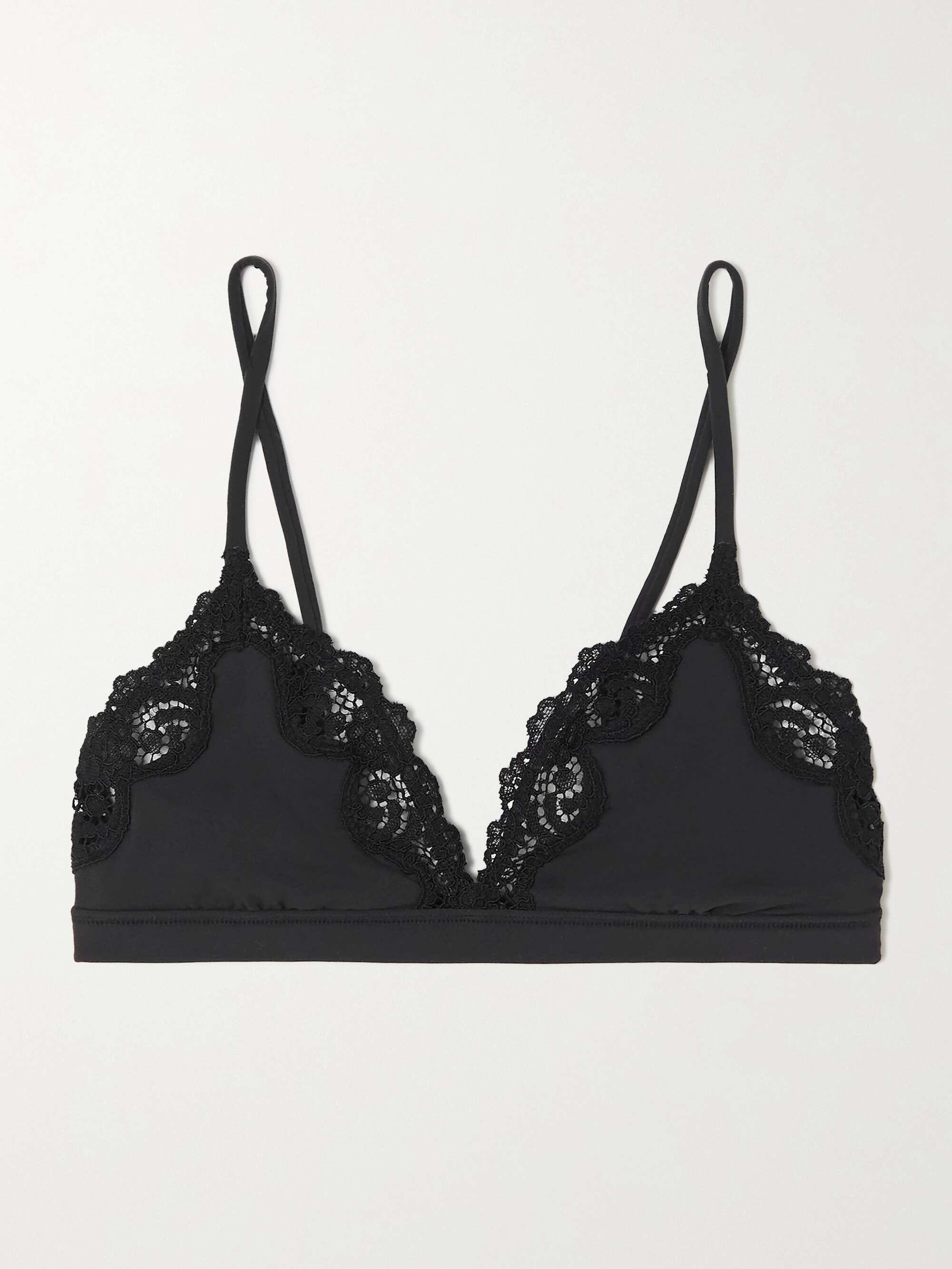 Fits Everybody lace-trimmed stretch triangle bralette - Onyx