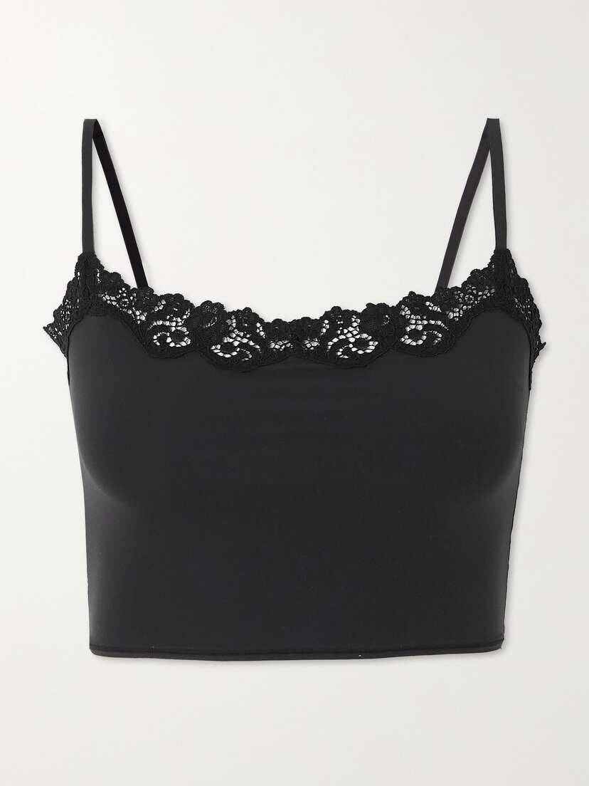 Skims Fits Everybody Lace-trimmed Stretch Camisole - Onyx