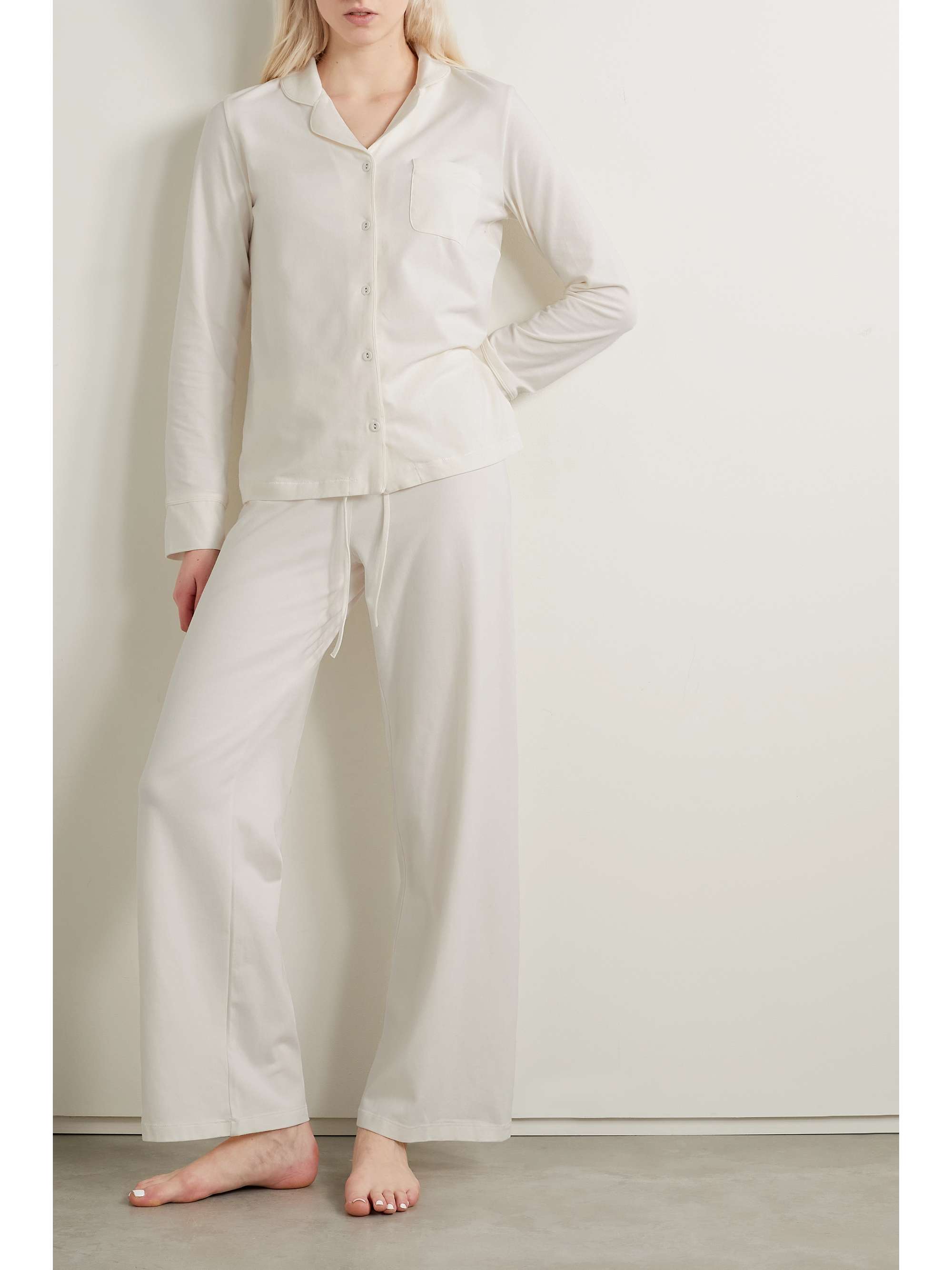 SKIMS Stretchcotton jersey pajama set Marble NETAPORTER