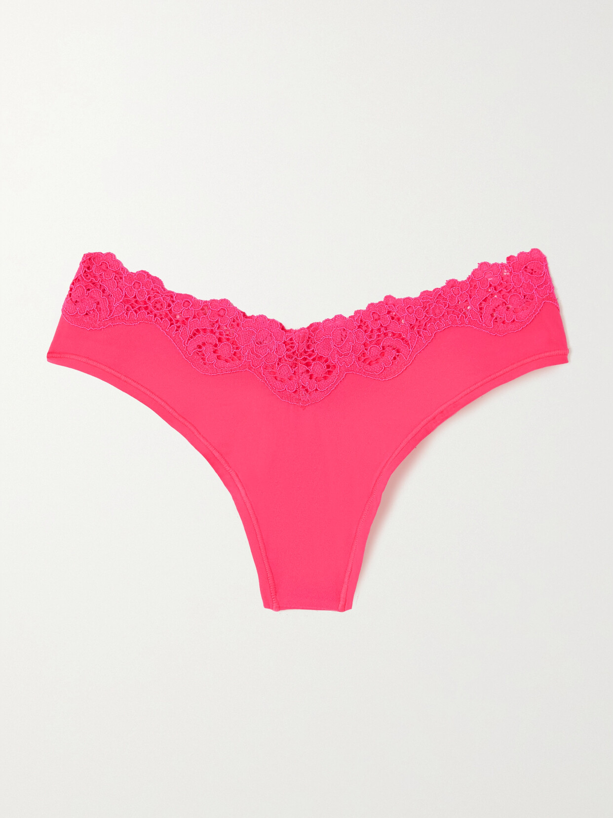 Skims - Fits Everybody Lace-trimmed Stretch Thong - Neon Rose