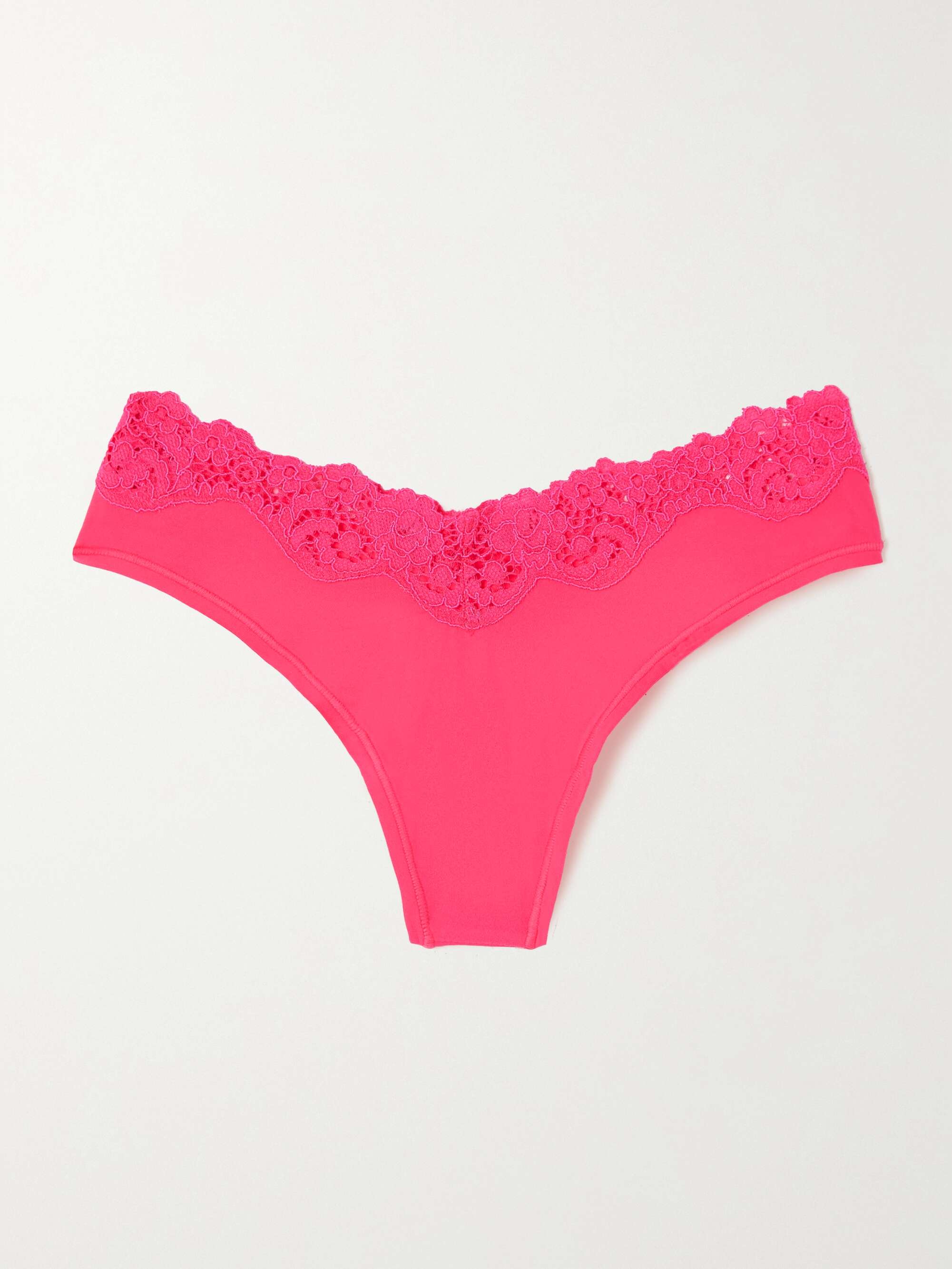 Everyday Lace Trim Thong Panty - PINK