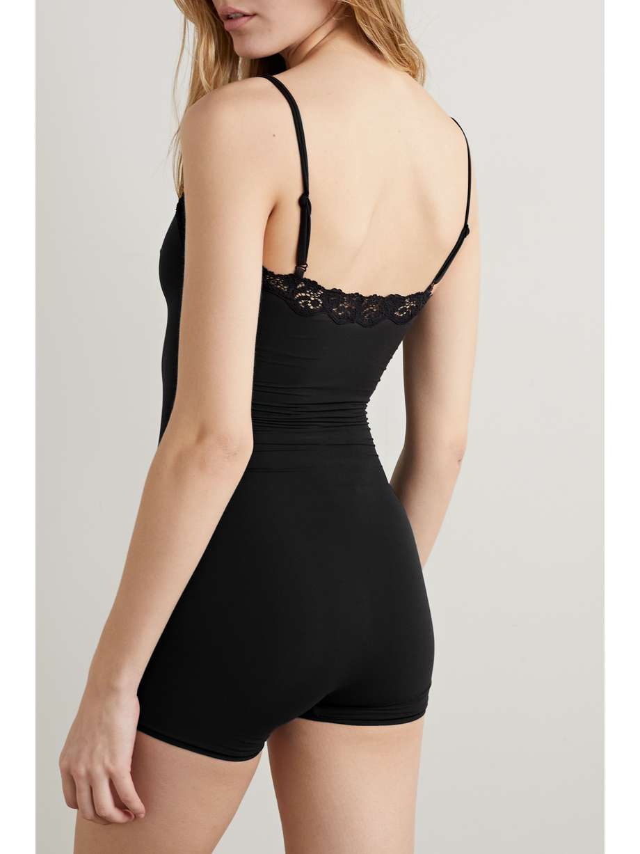 SKIMS Fits Everybody lacetrimmed stretch playsuit Onyx NETAPORTER