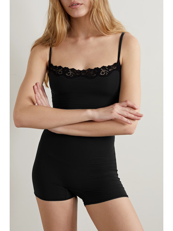 Skims Fits Everybody lace-trimmed stretch playsuit - Onyx