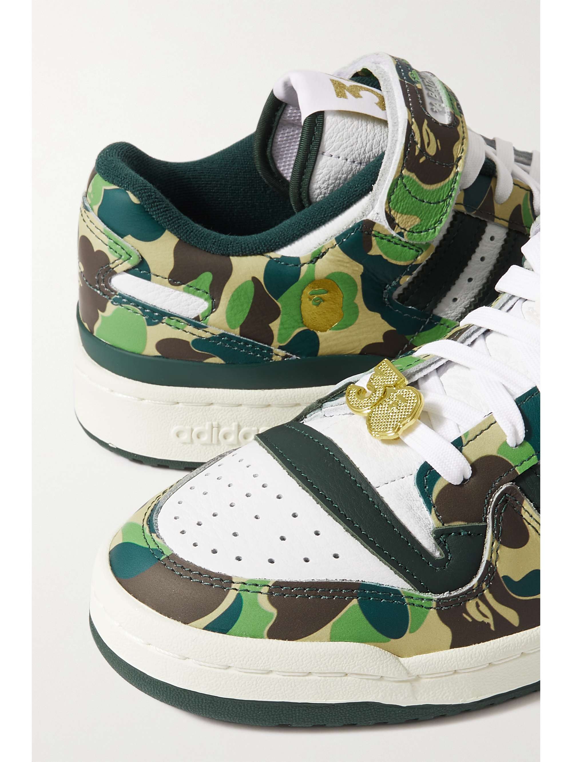 ADIDAS ORIGINALS + BAPE Forum 84 paneled printed leather sneakers