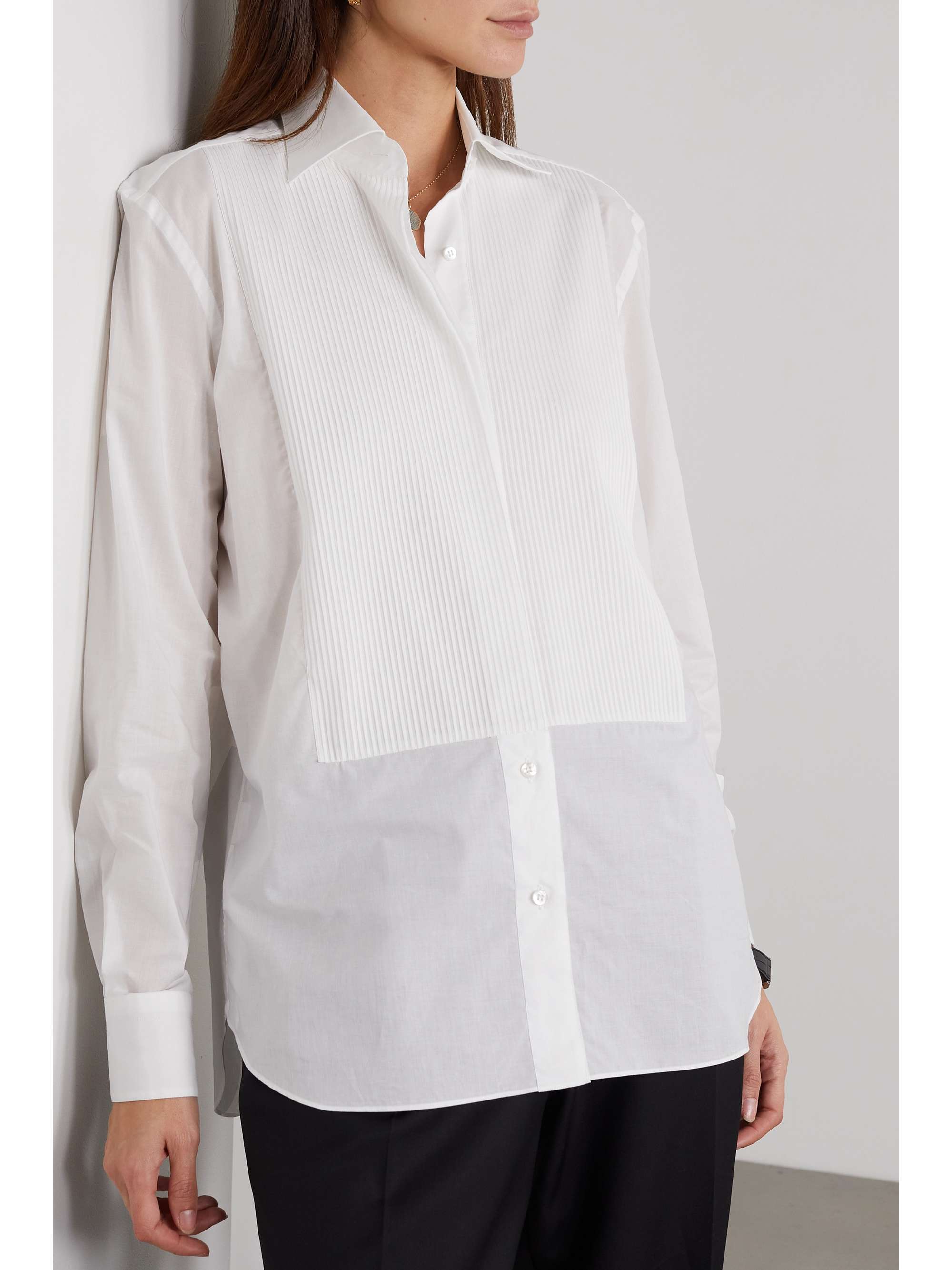 BRIONI Paneled cottonvoile shirt NETAPORTER