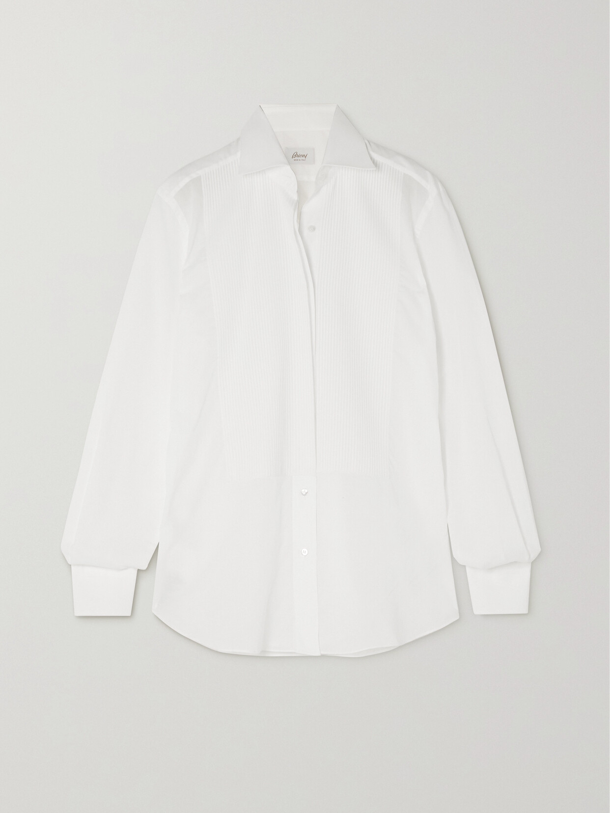 Brioni Paneled Cotton-voile Shirt - White