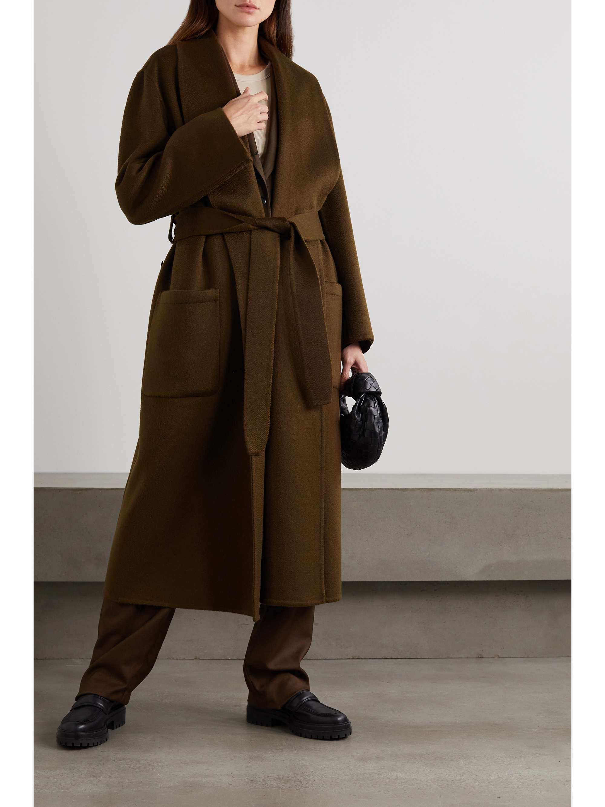 BRIONI Belted brushed-cashmere coat