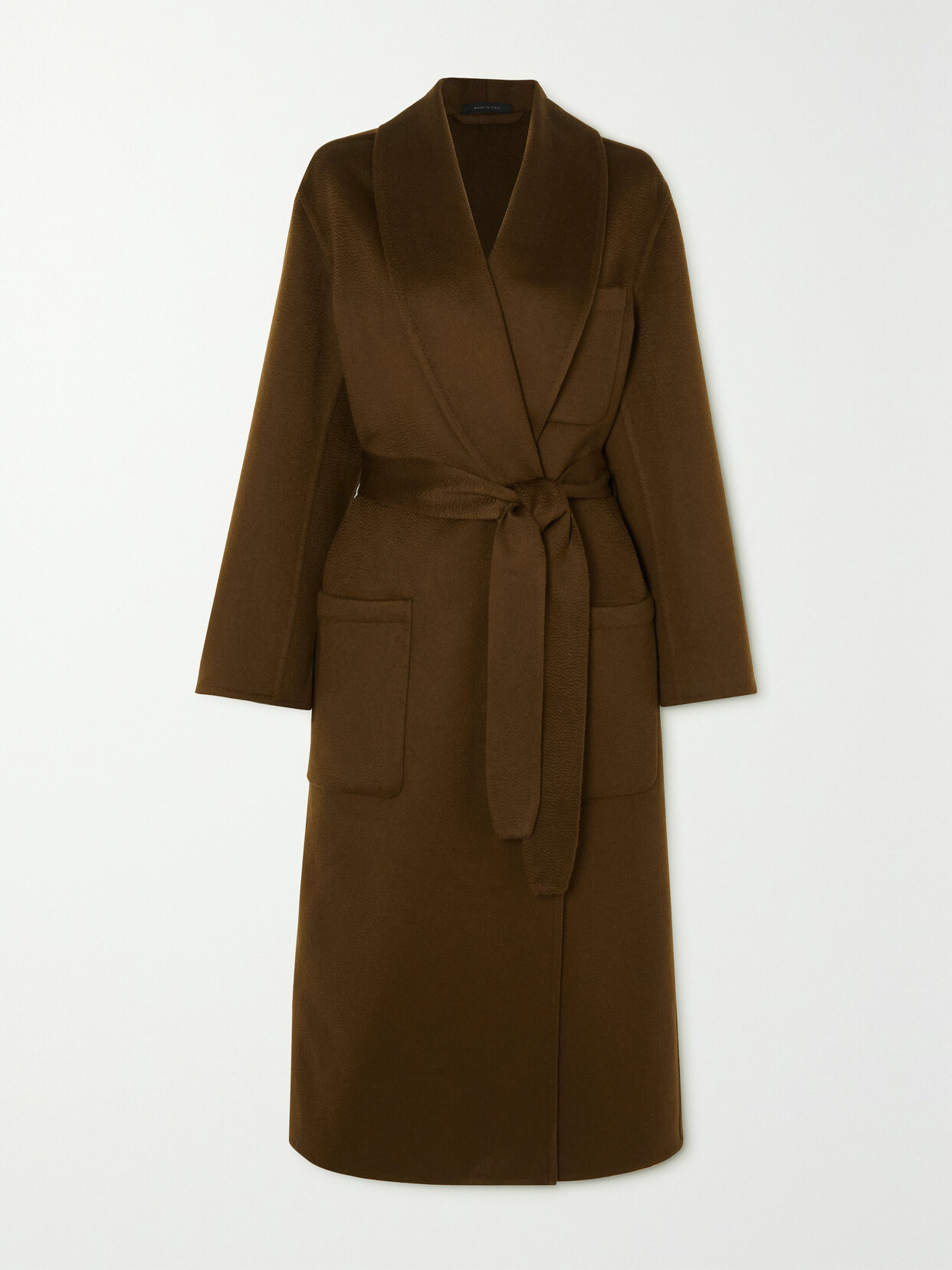 Brioni Belted Brushed-cashmere Coat - Brown
