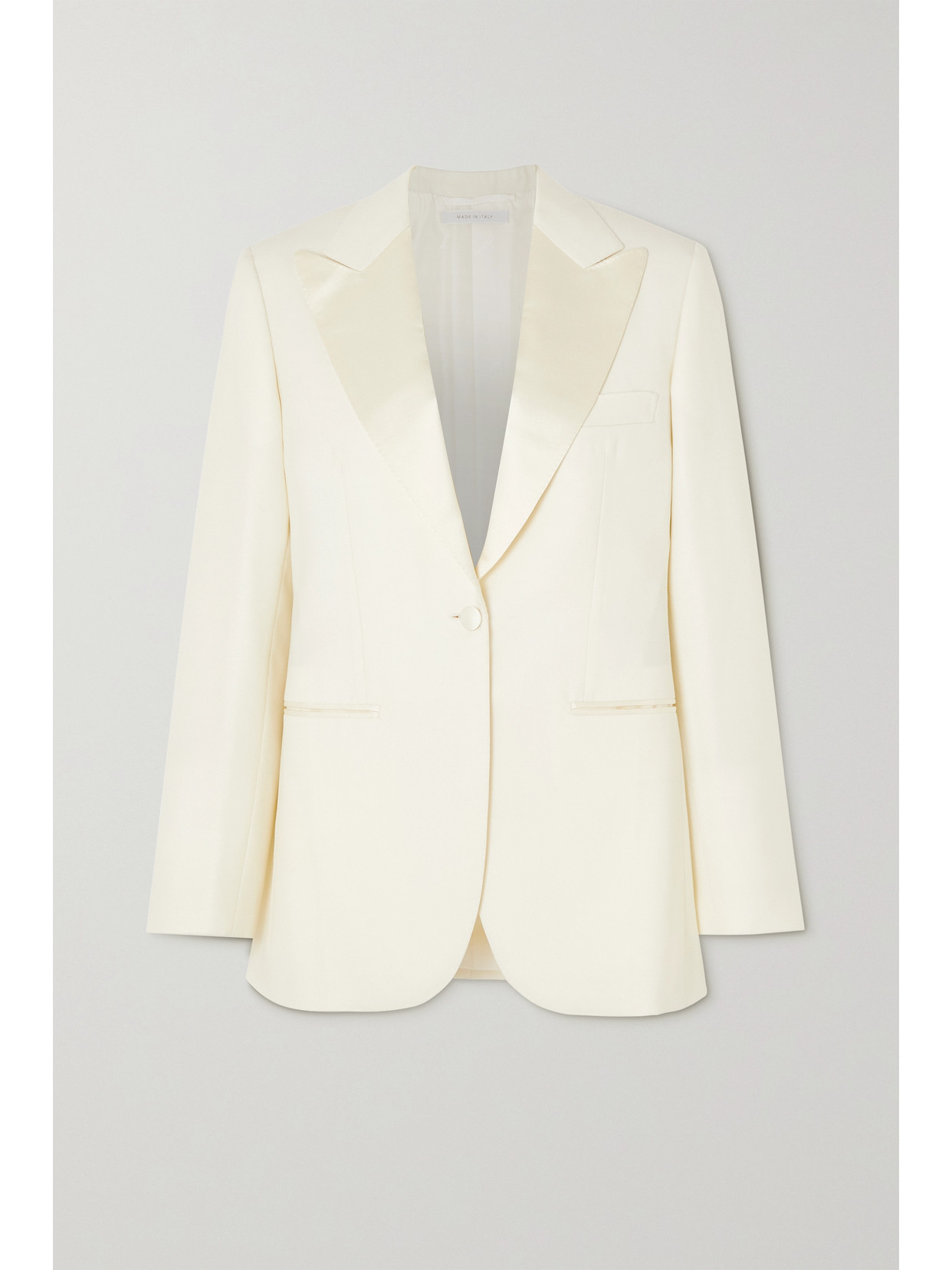 Brioni Barathea Satin-trimmed Wool Blazer - White