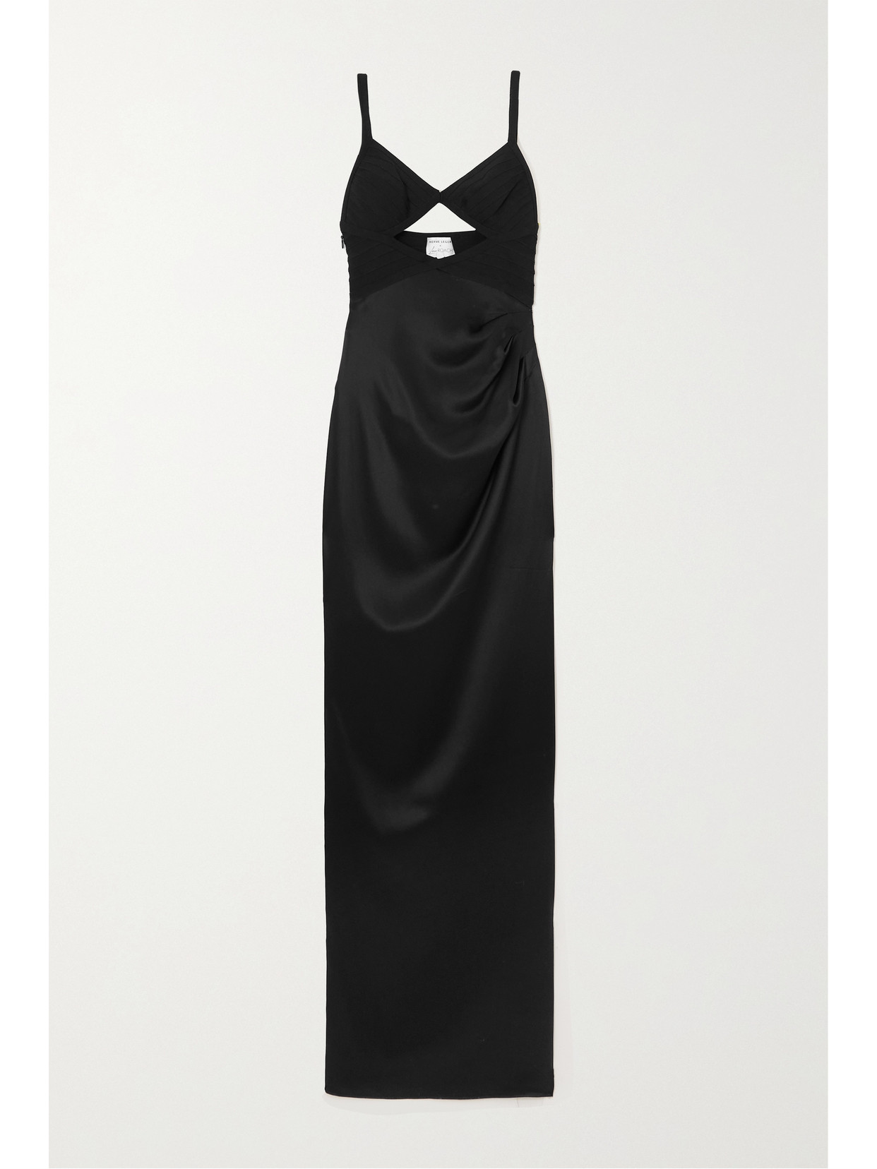 Hervé Léger - + Law Roach Cutout Draped Recycled-bandage And Satin Gown - Black