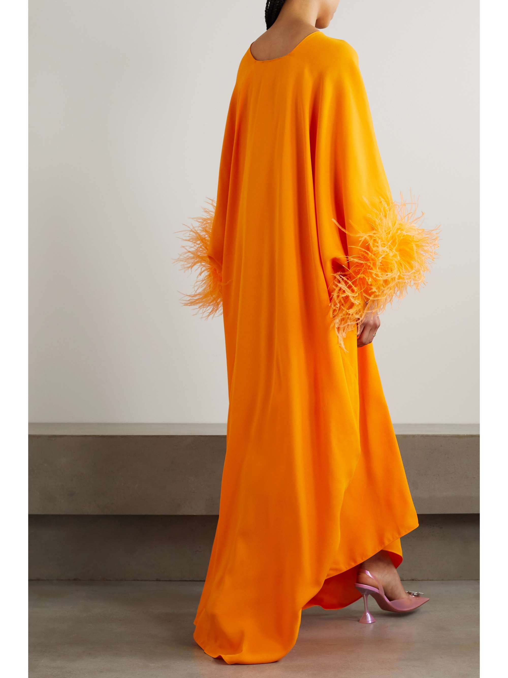 TALLER MARMO Gala feather-trimmed crepe gown
