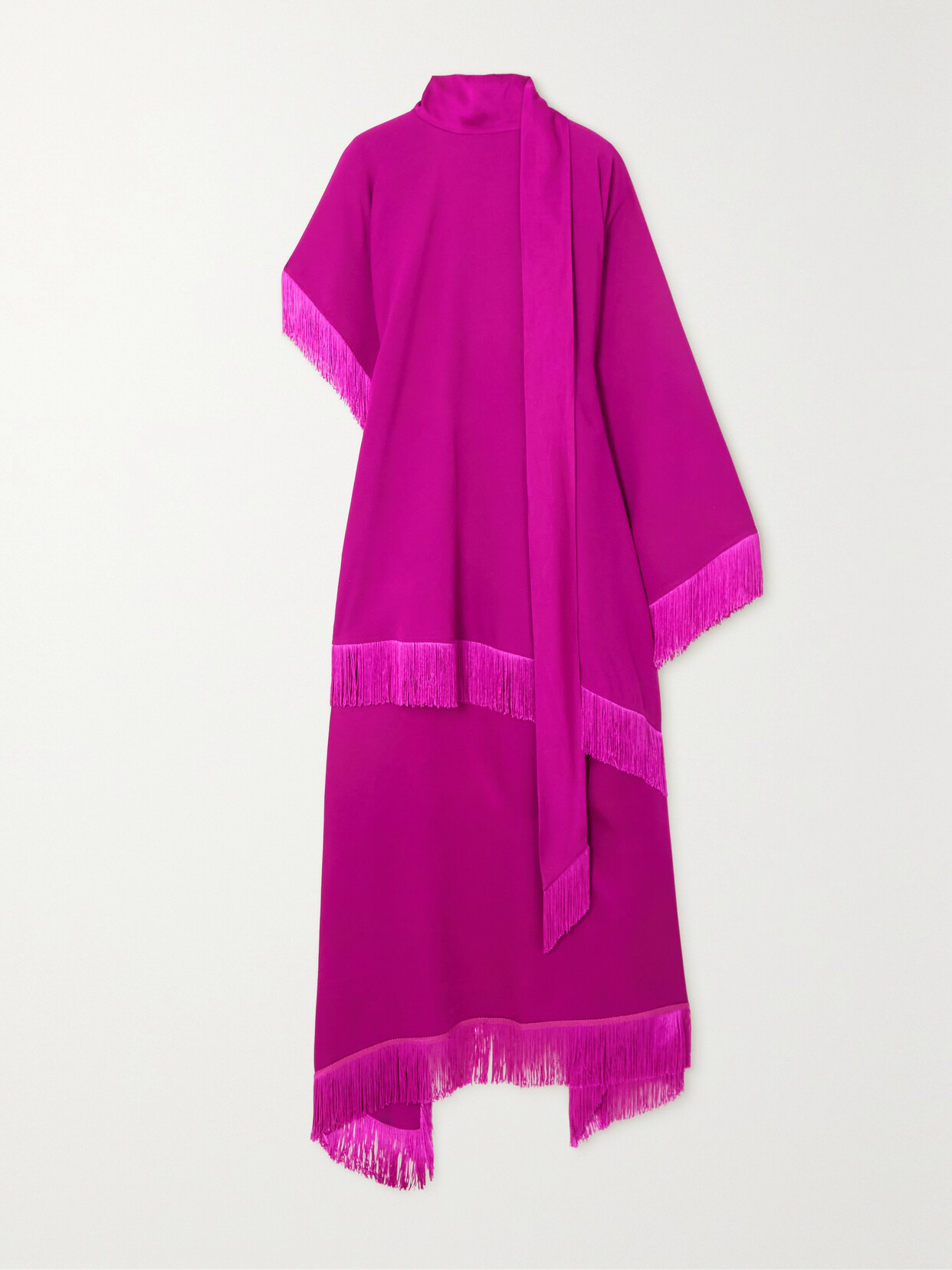 Taller Marmo - Asymmetric Fringed Duchesse-satin Kaftan - Purple