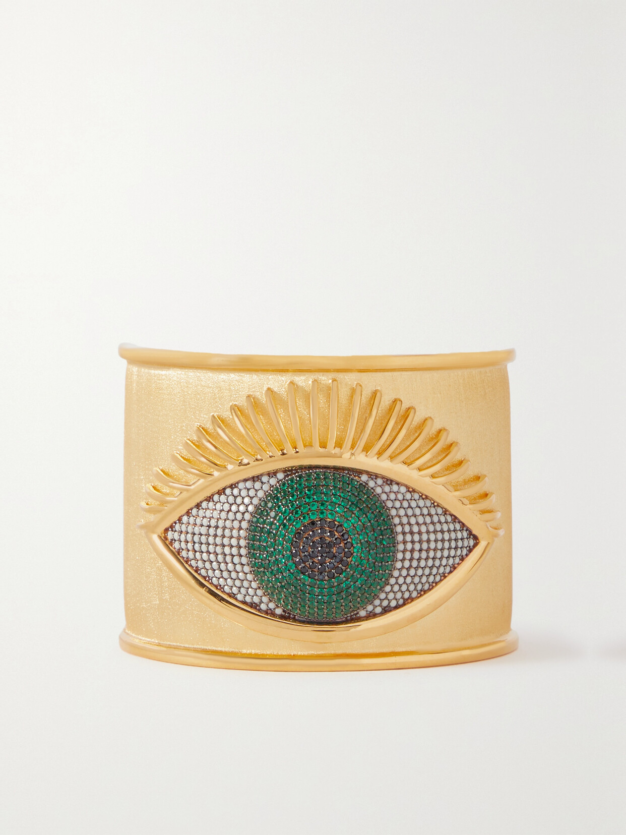 Begüm Khan - Evil Eye Gold-plated Root Emerald Cuff - Green