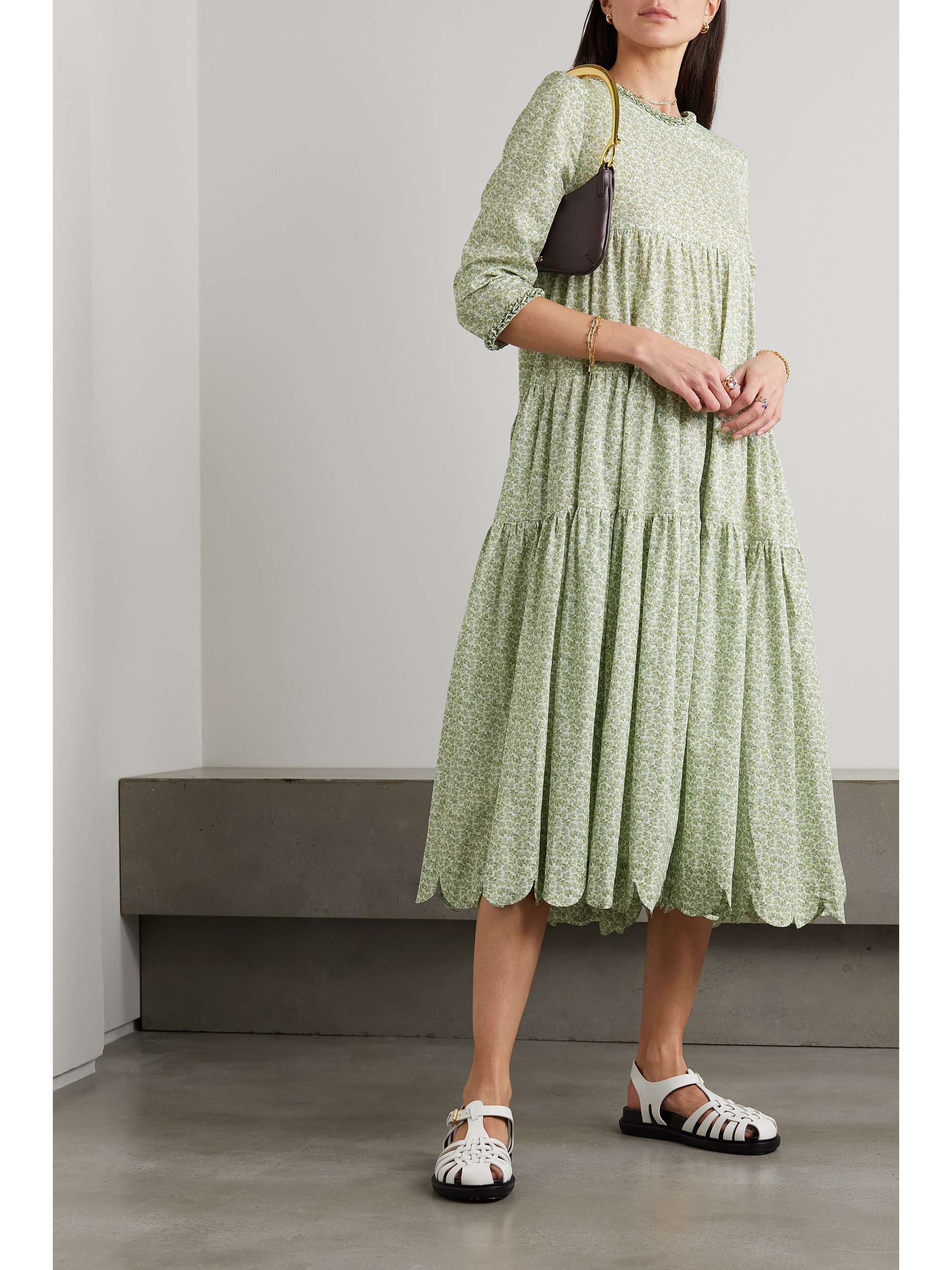 HORROR VACUI Giorgia bedrucktes Midikleid aus Baumwolle mit Wellenkante