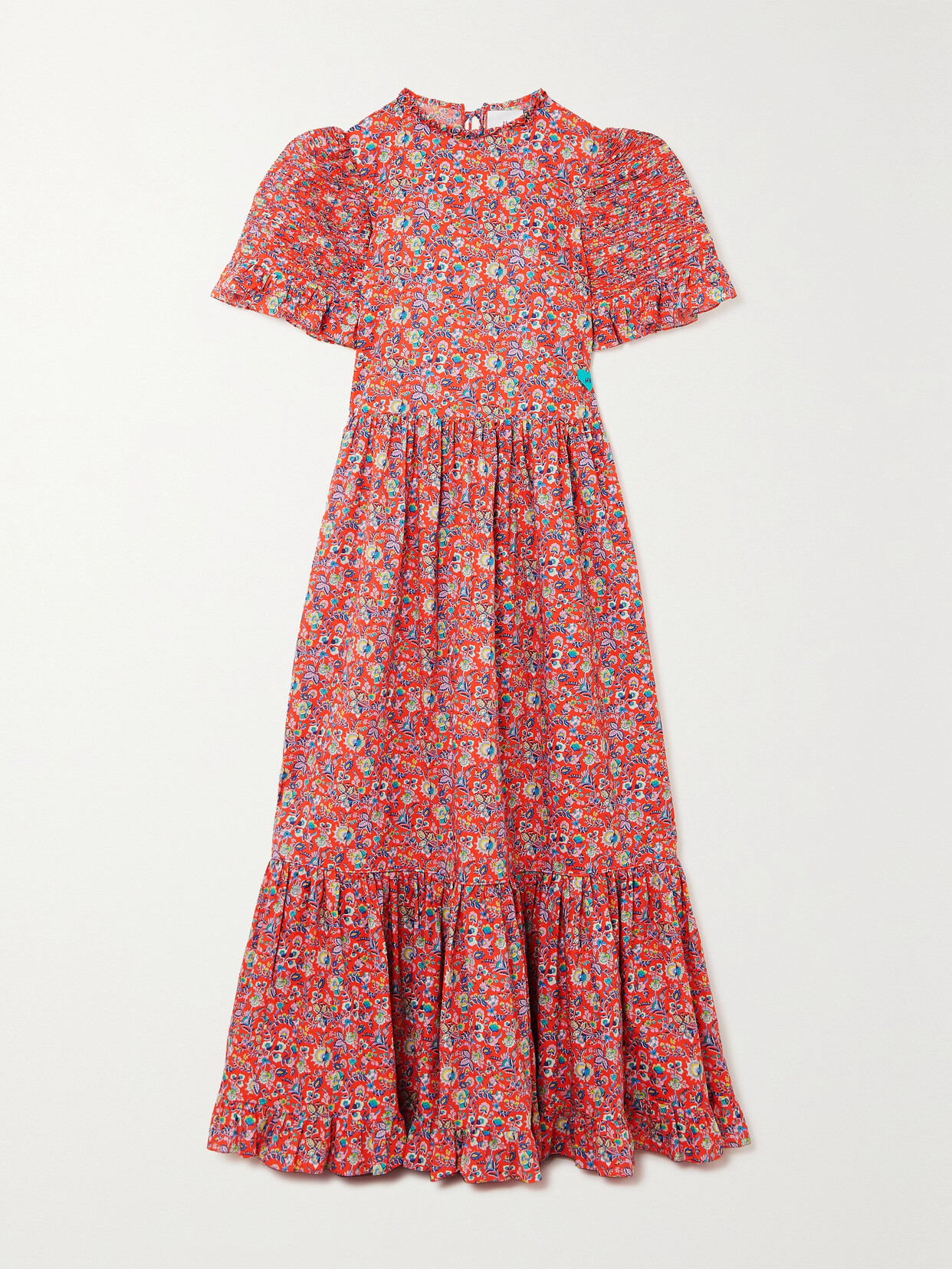 Horror Vacui Pari Ruffled Floral-print Cotton Maxi Dress In Pink