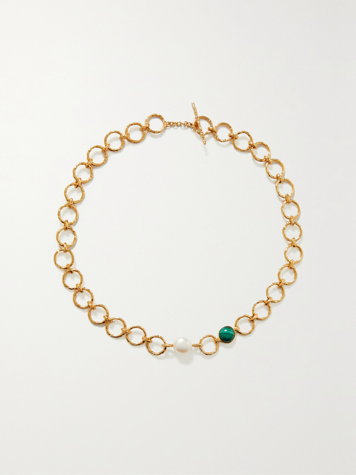 Pacharee - Byzen Gold-plated, Malachite And Pearl Choker - One size