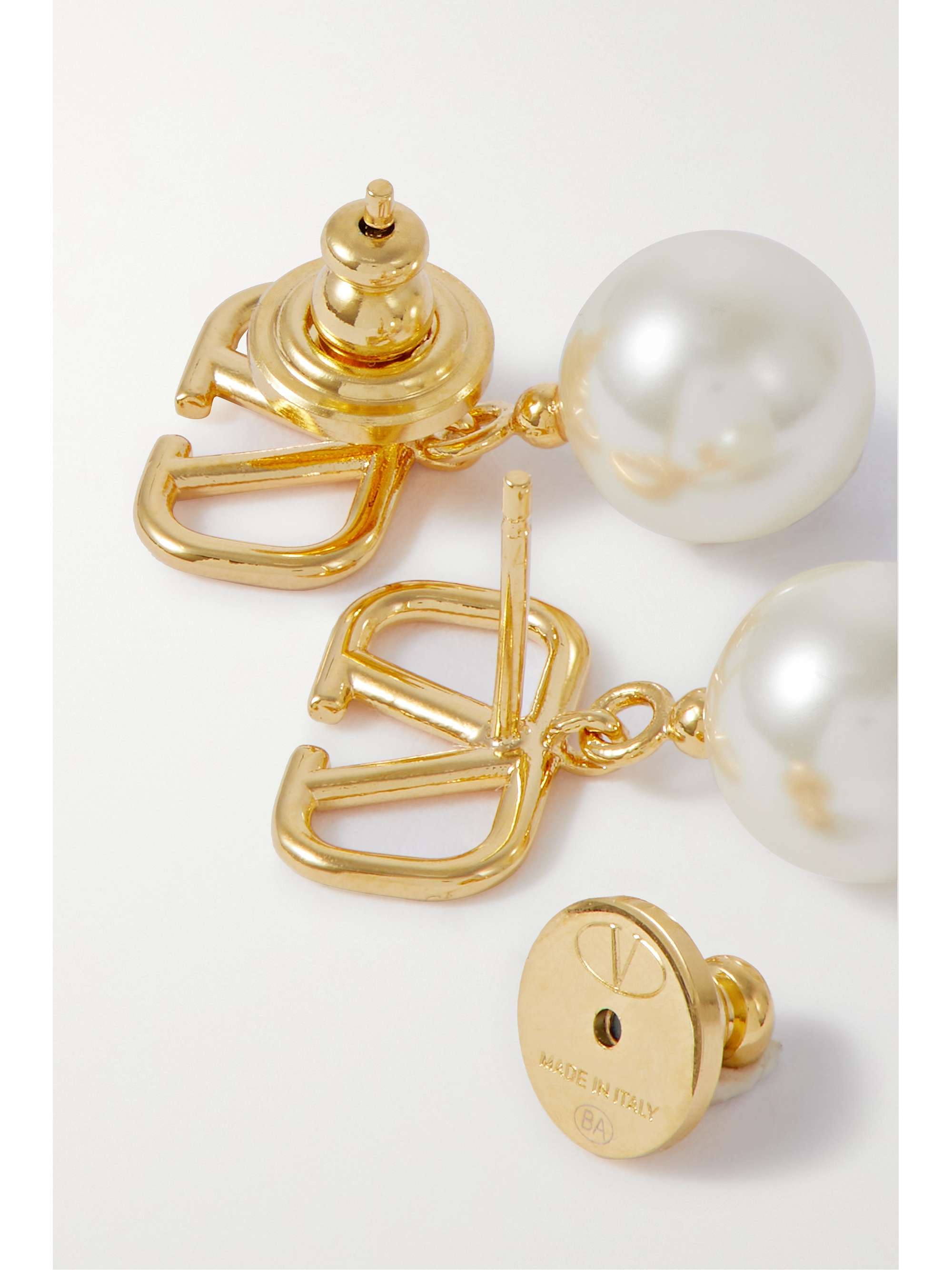 VALENTINO GARAVANI VLOGO gold-tone faux pearl earrings
