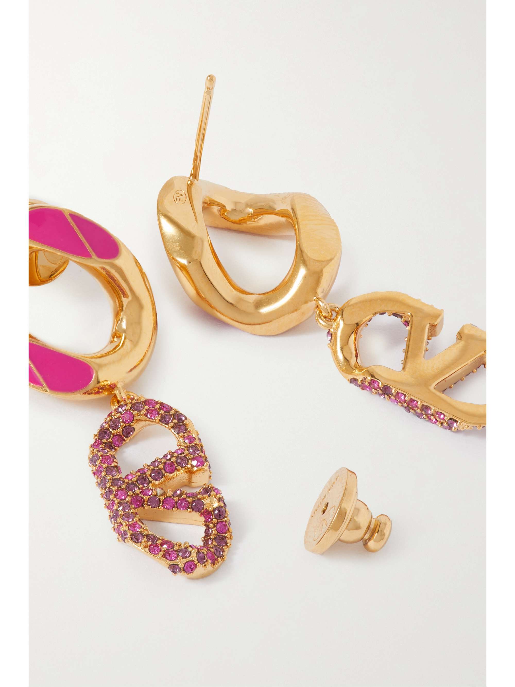 VALENTINO GARAVANI VLOGO gold-tone, crystal and enamel earrings