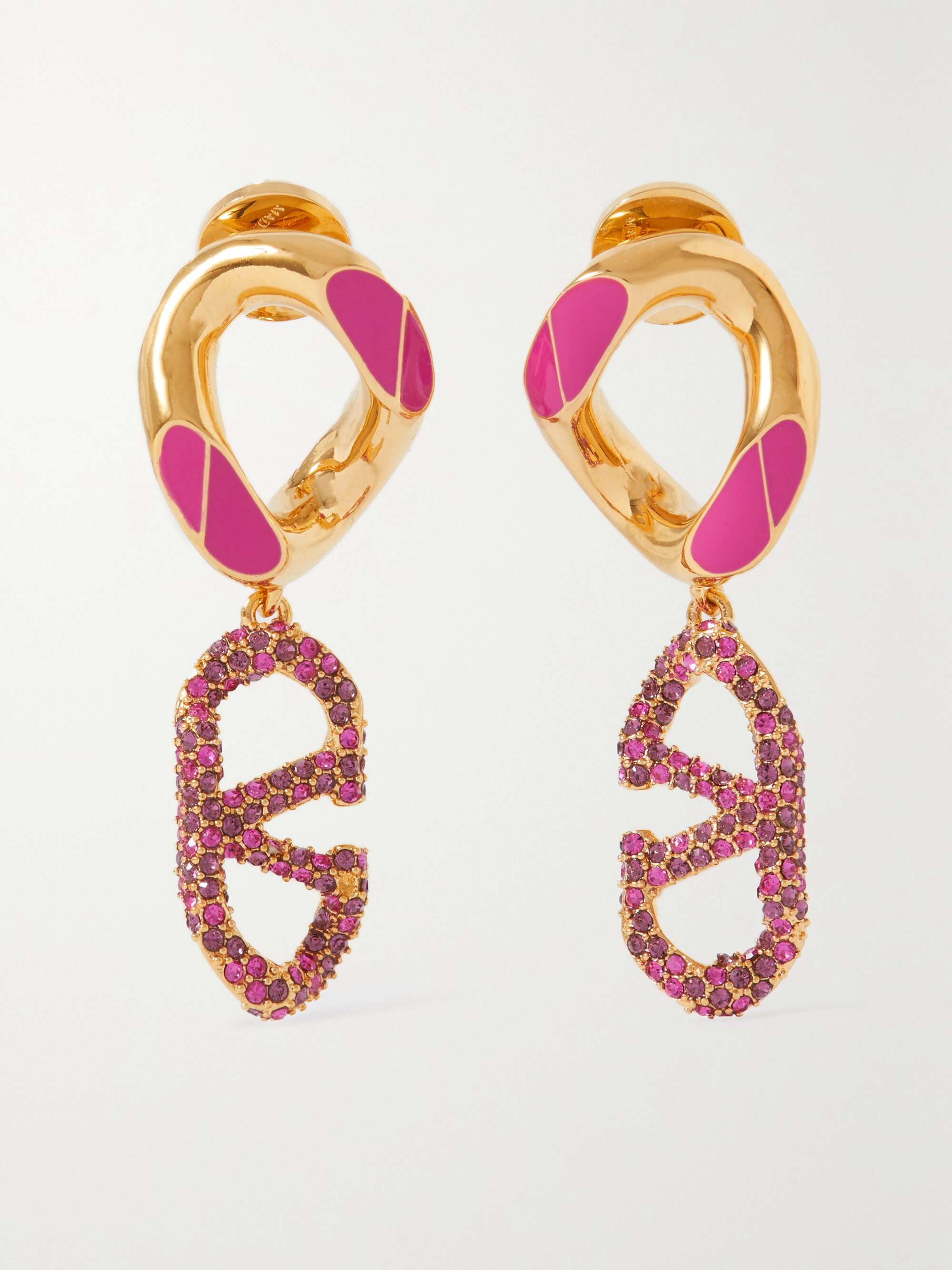 VALENTINO GARAVANI VLOGO gold-tone, crystal and enamel earrings | NET-A ...