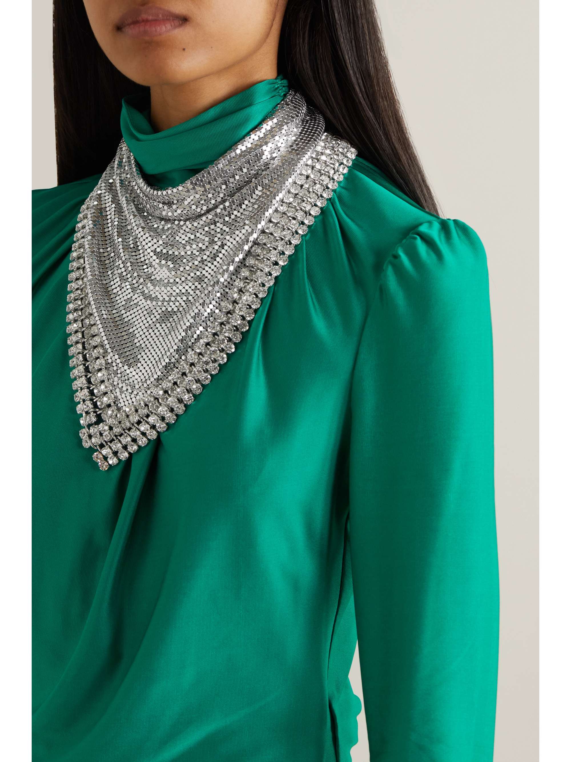 RABANNE Pixel crystal-trimmed chainmail scarf