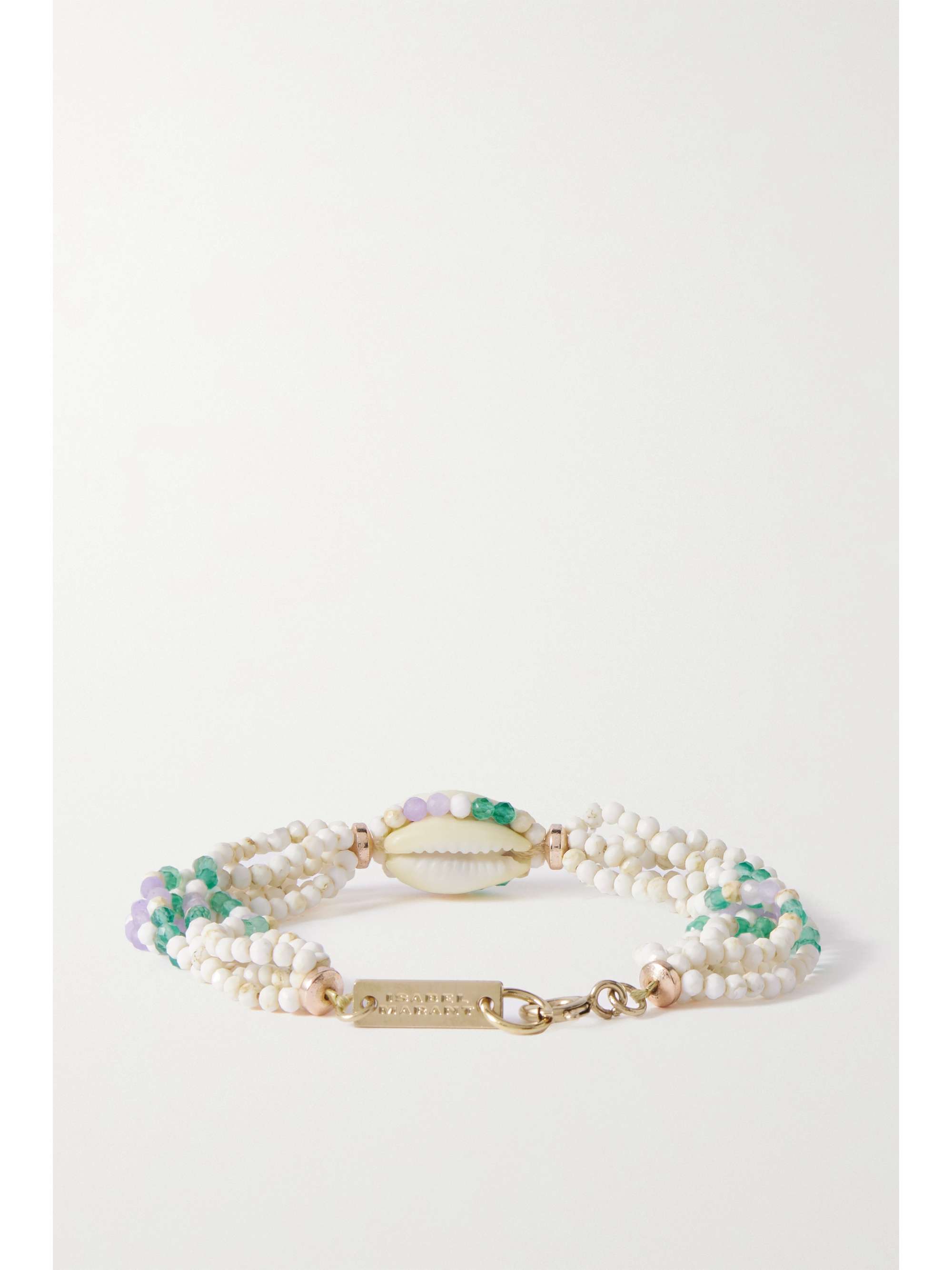 ISABEL MARANT Bracelet en métal doré, perles et coquillage