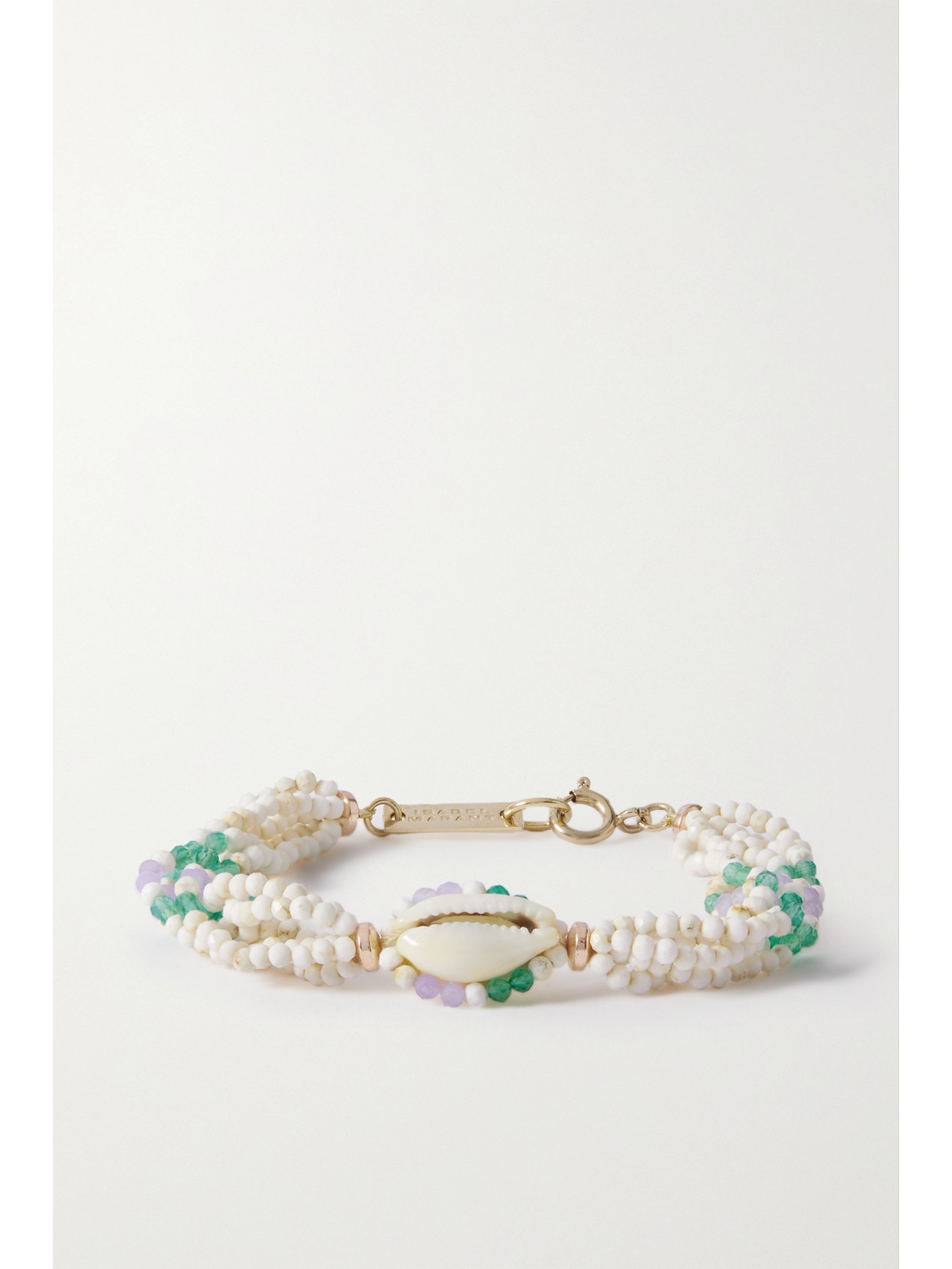 Isabel Marant Gold-tone, Bead And Shell Bracelet In Cream