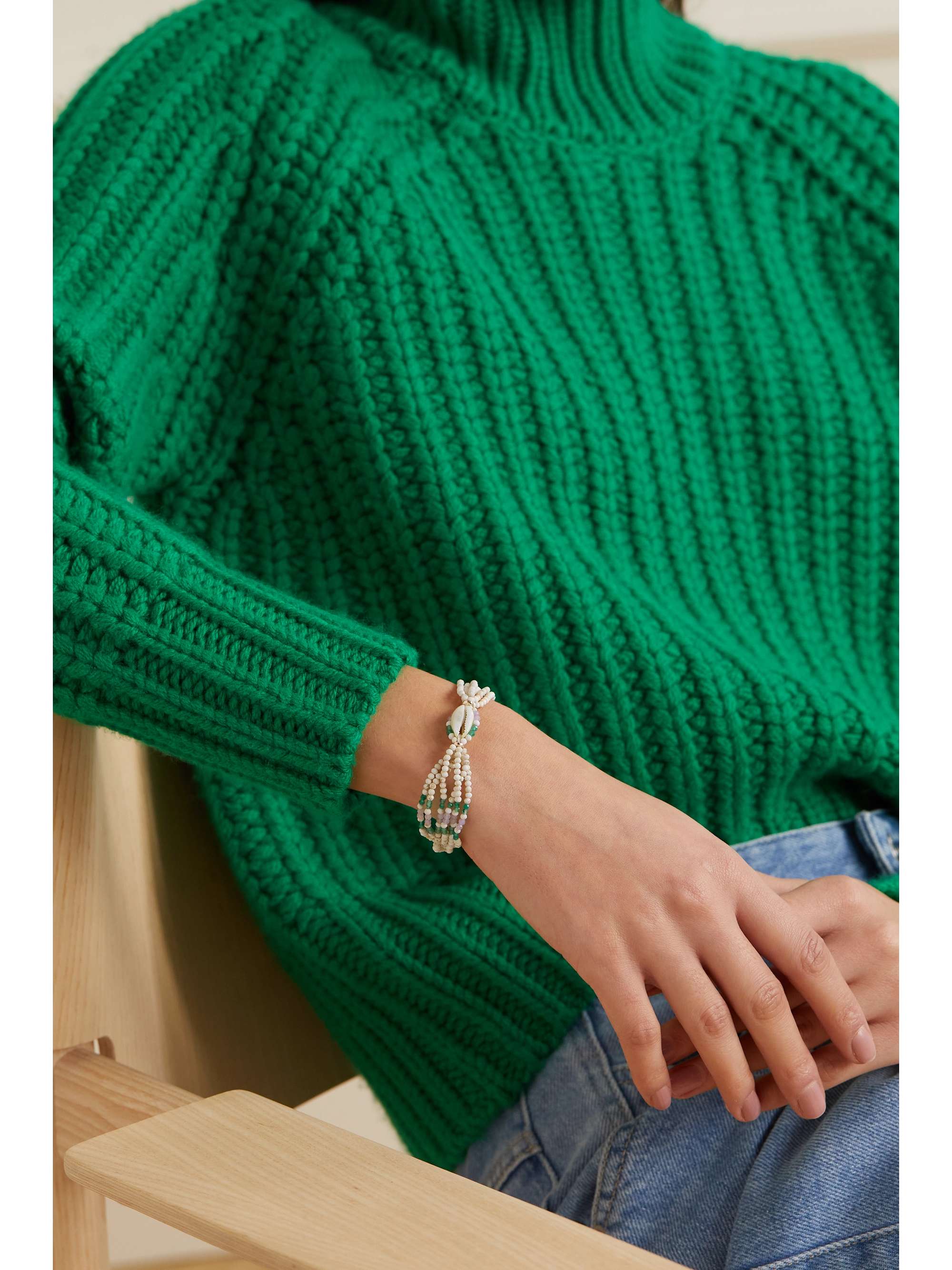 ISABEL MARANT Bracelet en métal doré, perles et coquillage