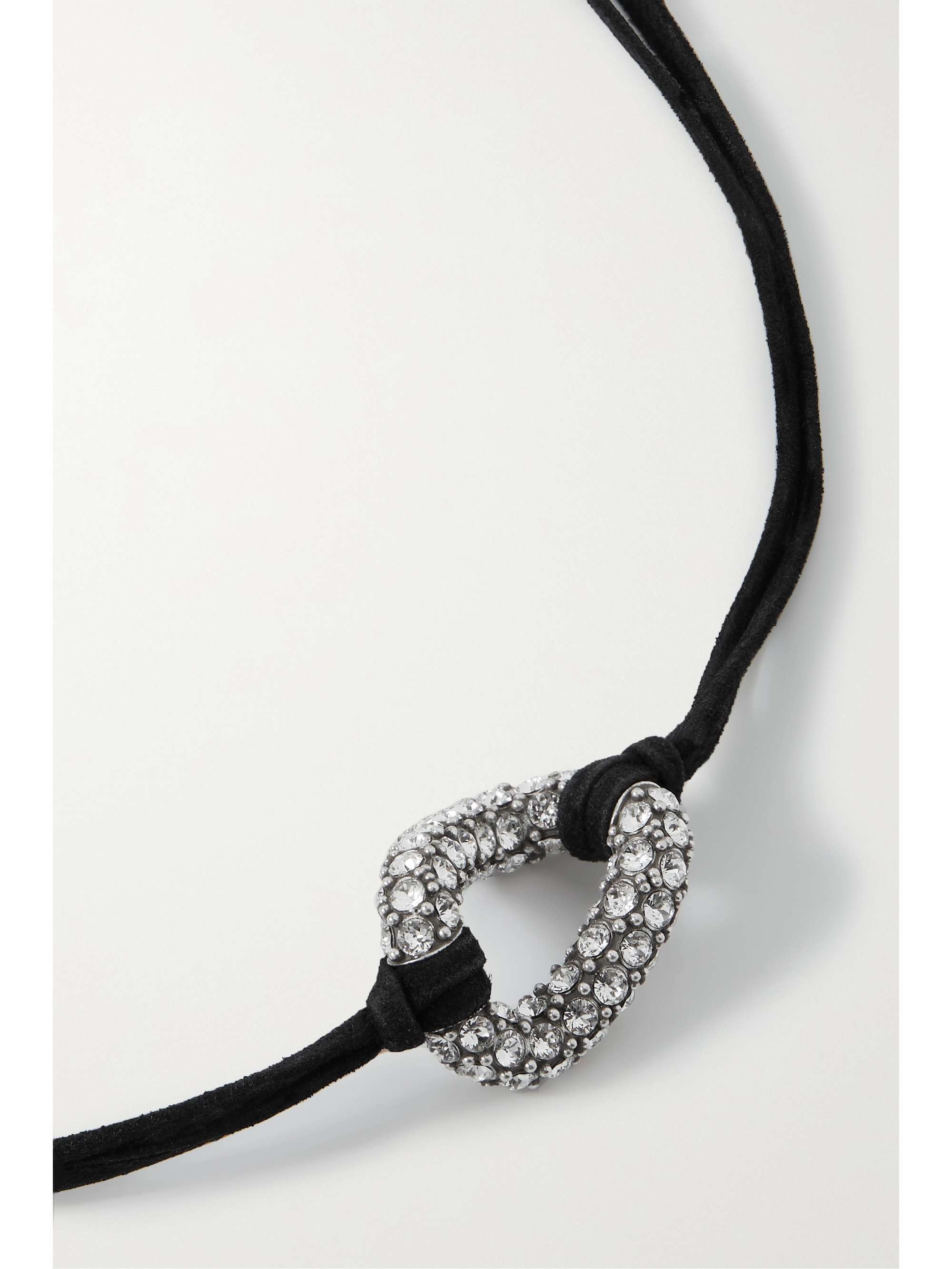 ISABEL MARANT Suede and silver-tone crystal necklace