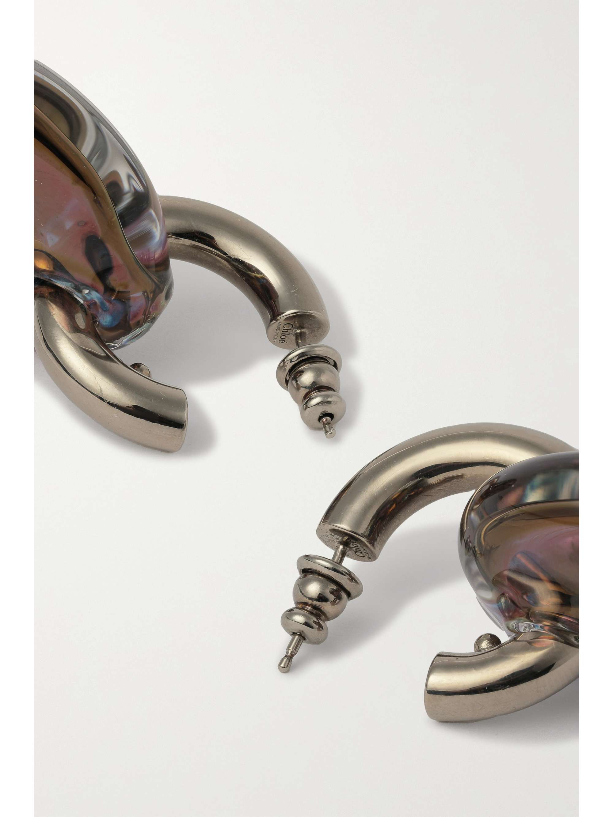 CHLOÉ Otho gold-tone and mercurized glass earrings