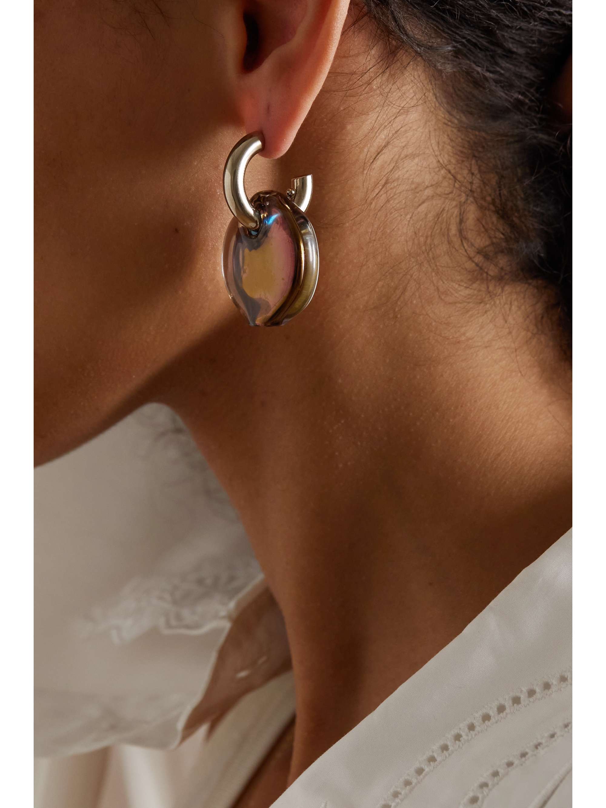 CHLOÉ Otho gold-tone and mercurized glass earrings