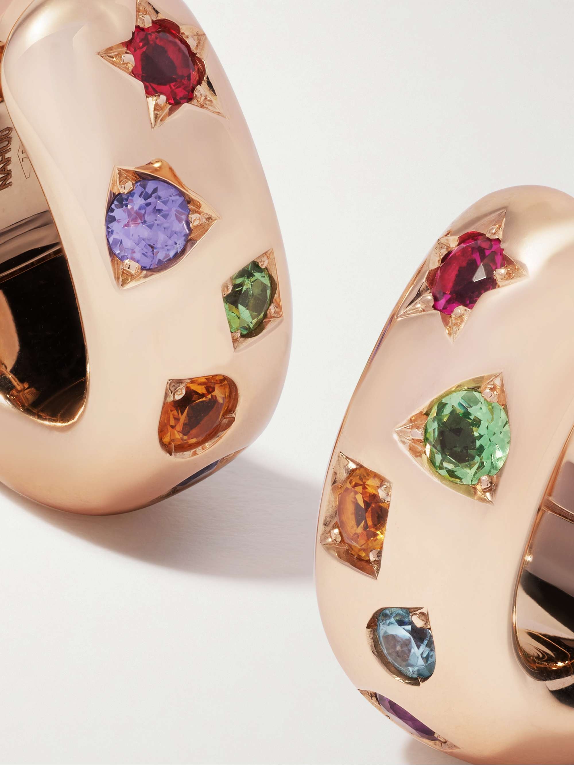 POMELLATO Iconica 18-karat rose gold multi-stone hoop earrings