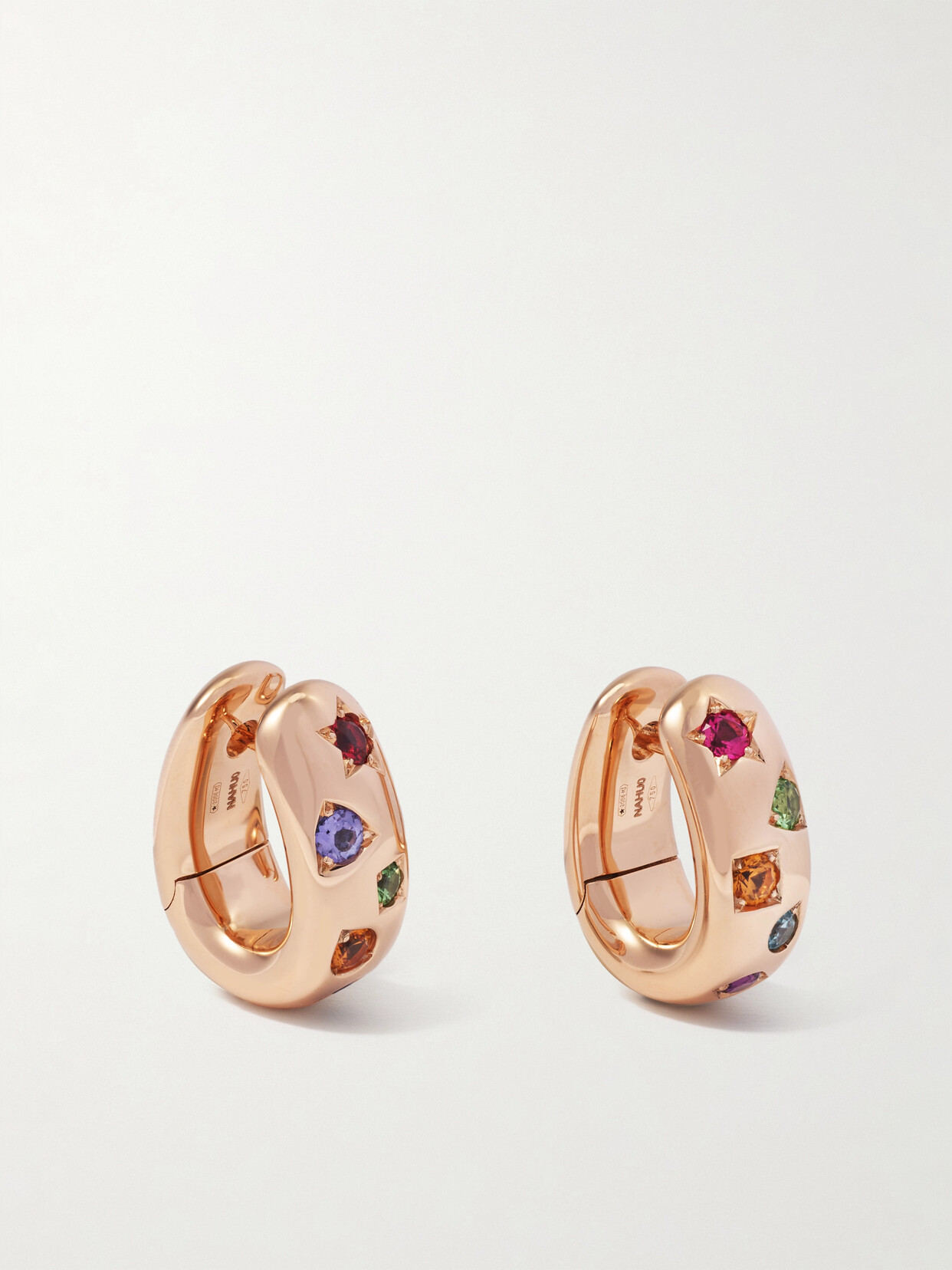 Shop Pomellato Iconica 18-karat Rose Gold Multi-stone Hoop Earrings