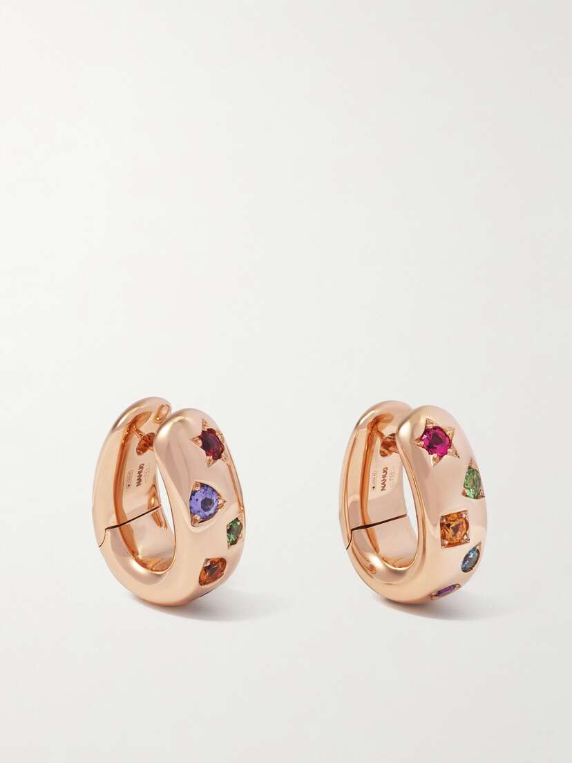 Pomellato Iconica 18-karat Rose Gold Multi-stone Hoop Earrings
