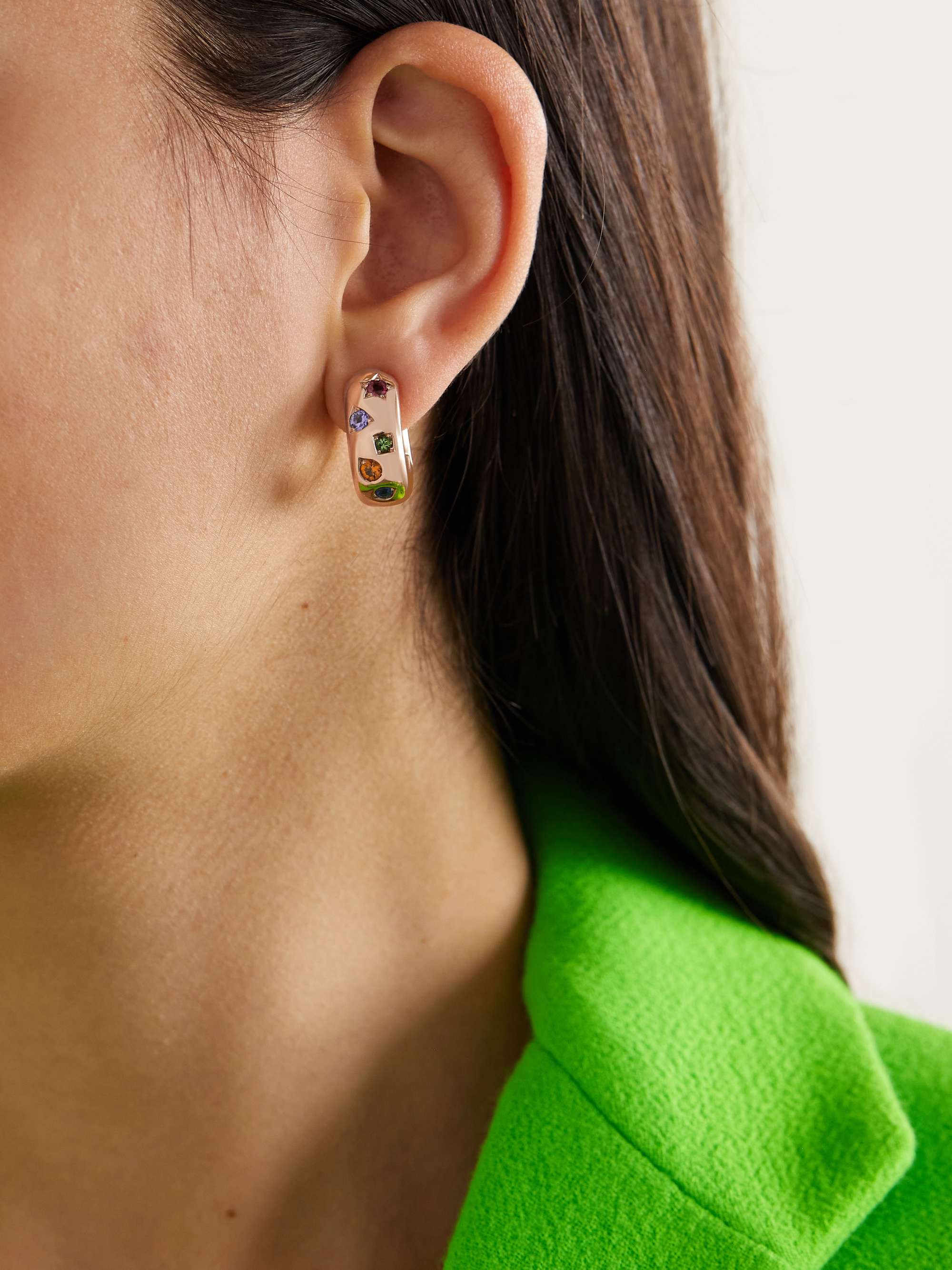 POMELLATO Iconica 18-karat rose gold multi-stone hoop earrings