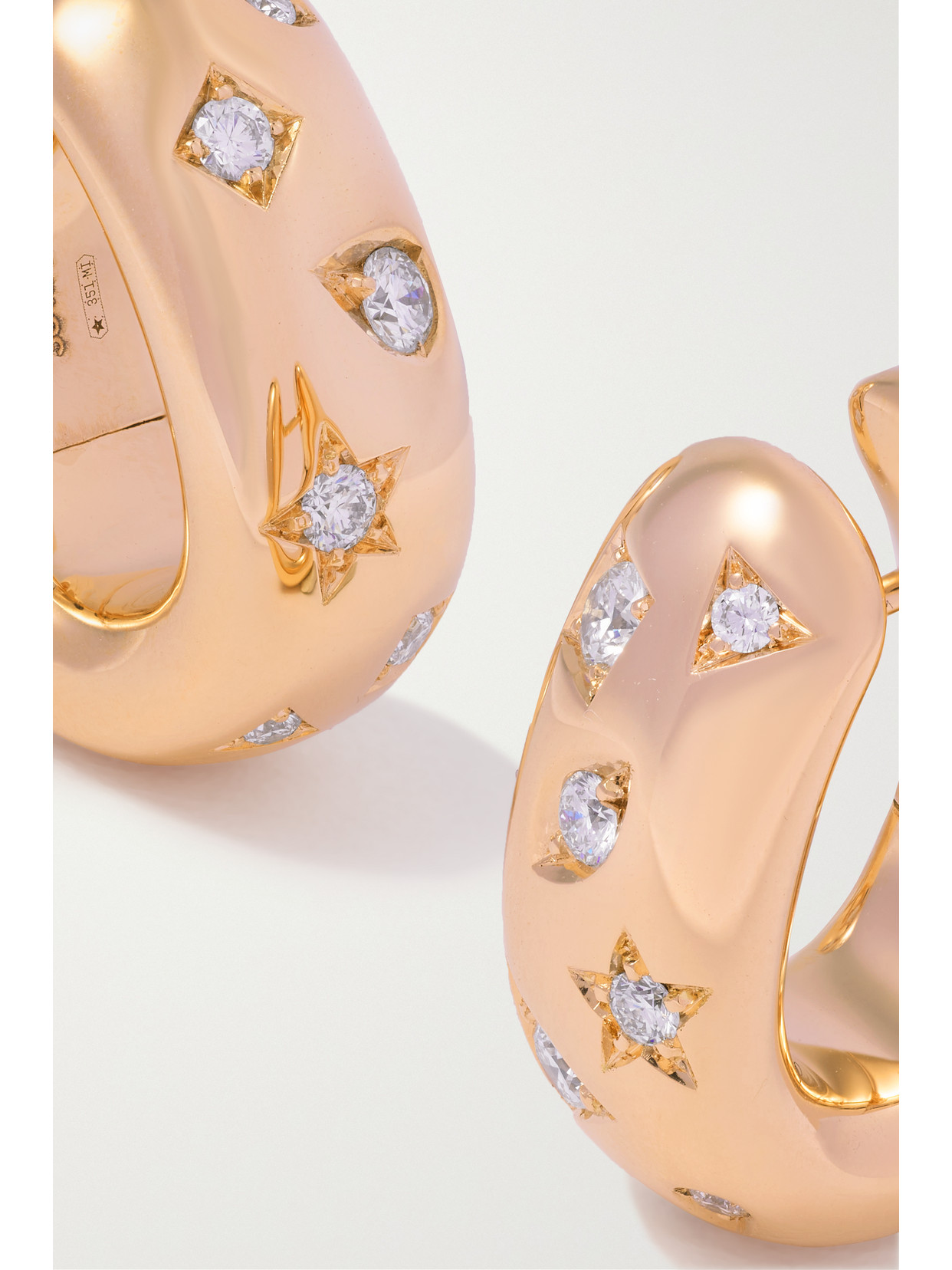 Pomellato 18k Rose Gold Iconica Snap Hoop Earrings With Diamonds In Gold