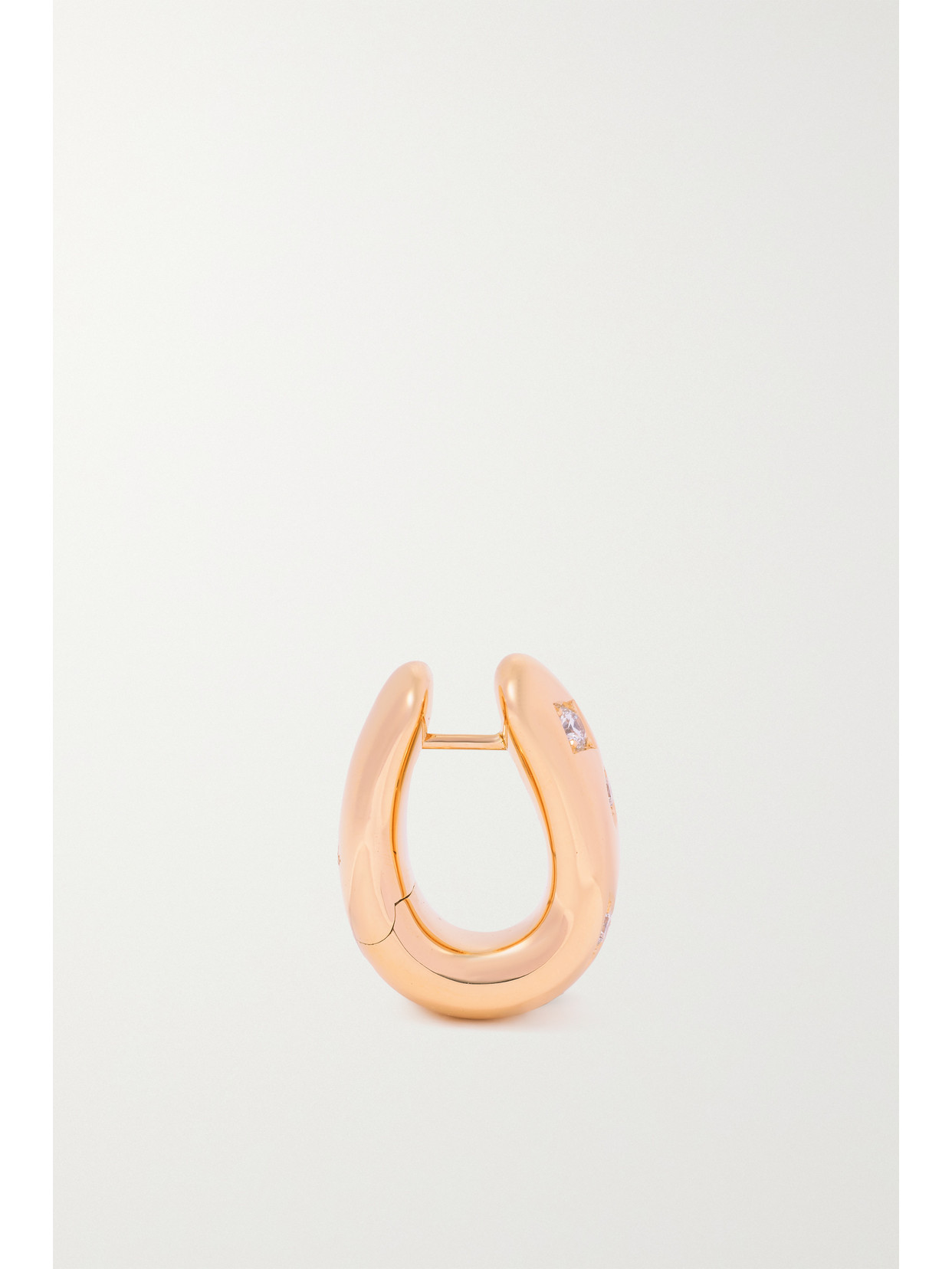 Pomellato 18k Rose Gold Iconica Snap Hoop Earrings With Diamonds In Gold
