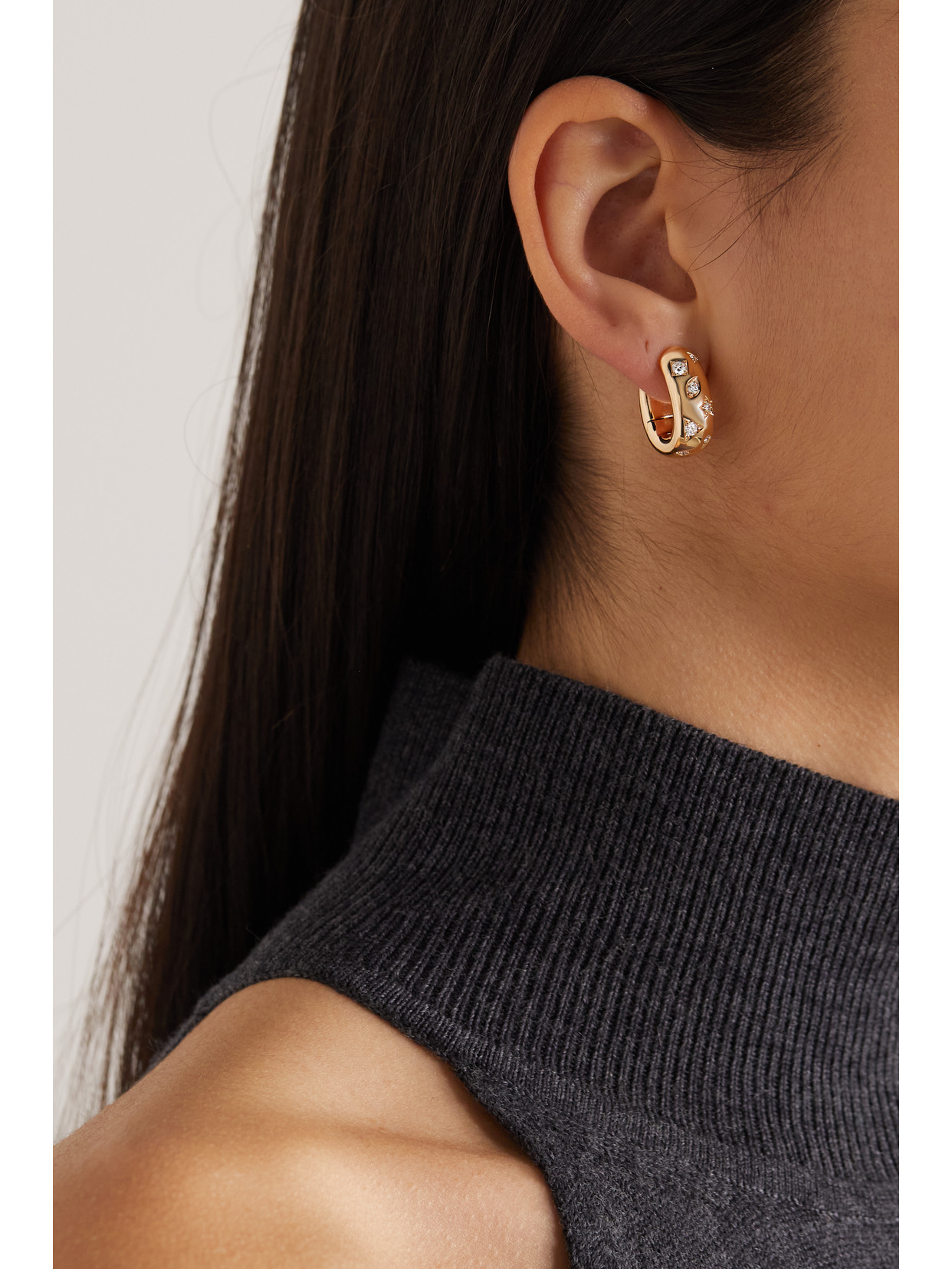 Pomellato 18k Rose Gold Iconica Snap Hoop Earrings With Diamonds In Gold