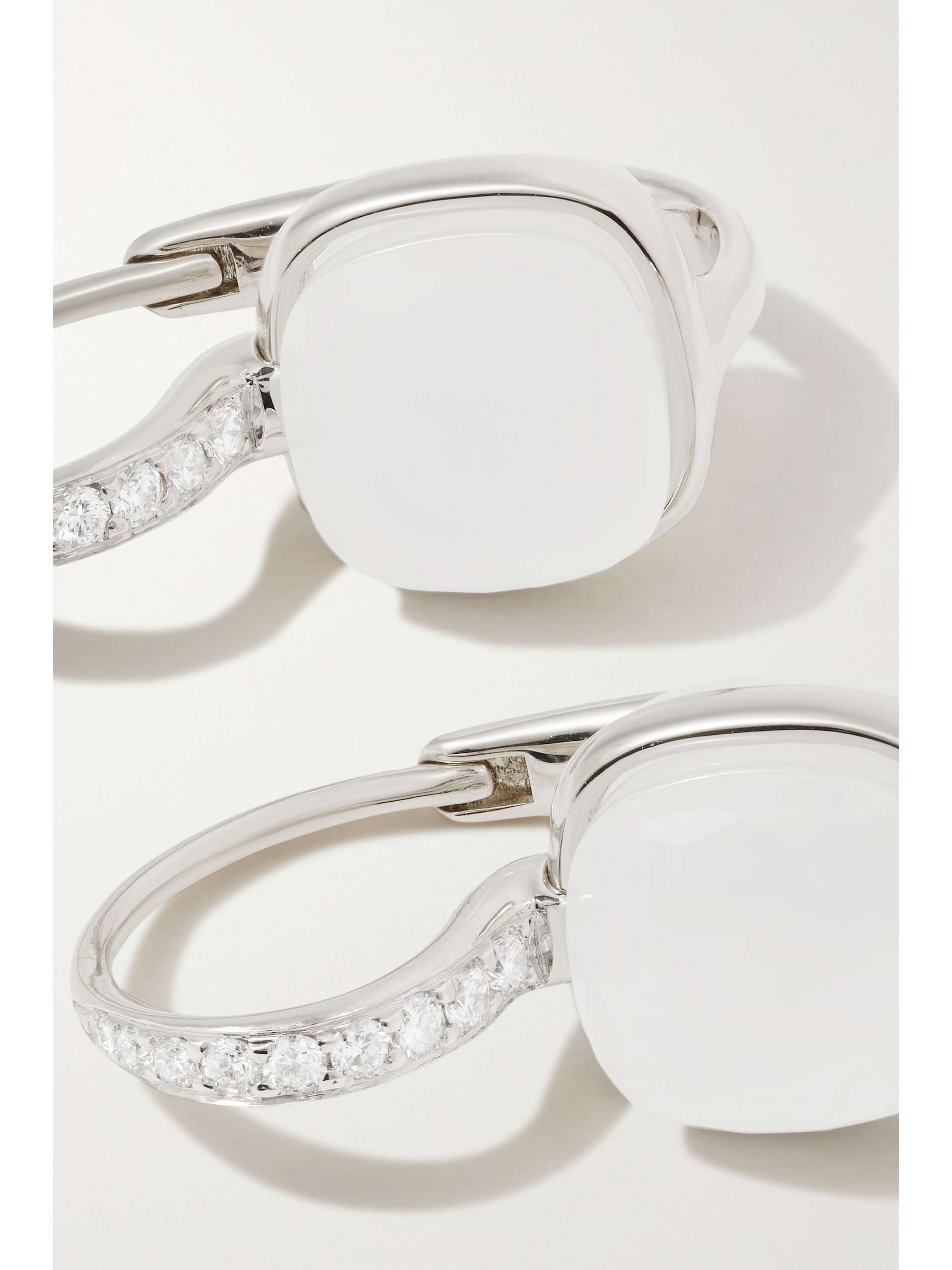 POMELLATO Nudo Milky Ohrringe aus 18 Karat Weißgold mit Quarzen und Diamanten