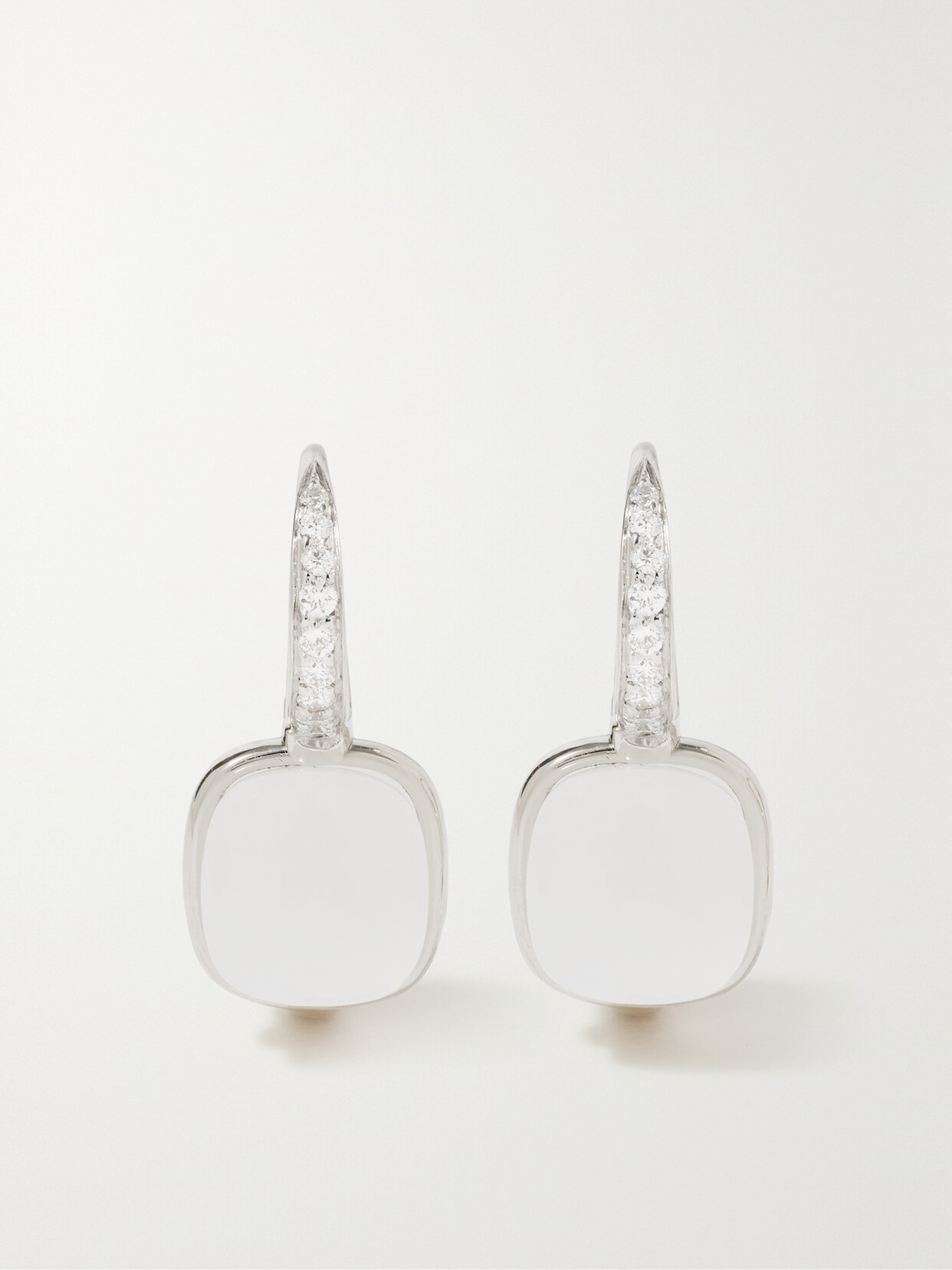 Pomellato Nudo Milky 18-karat White Gold, Quartz And Diamond Earrings