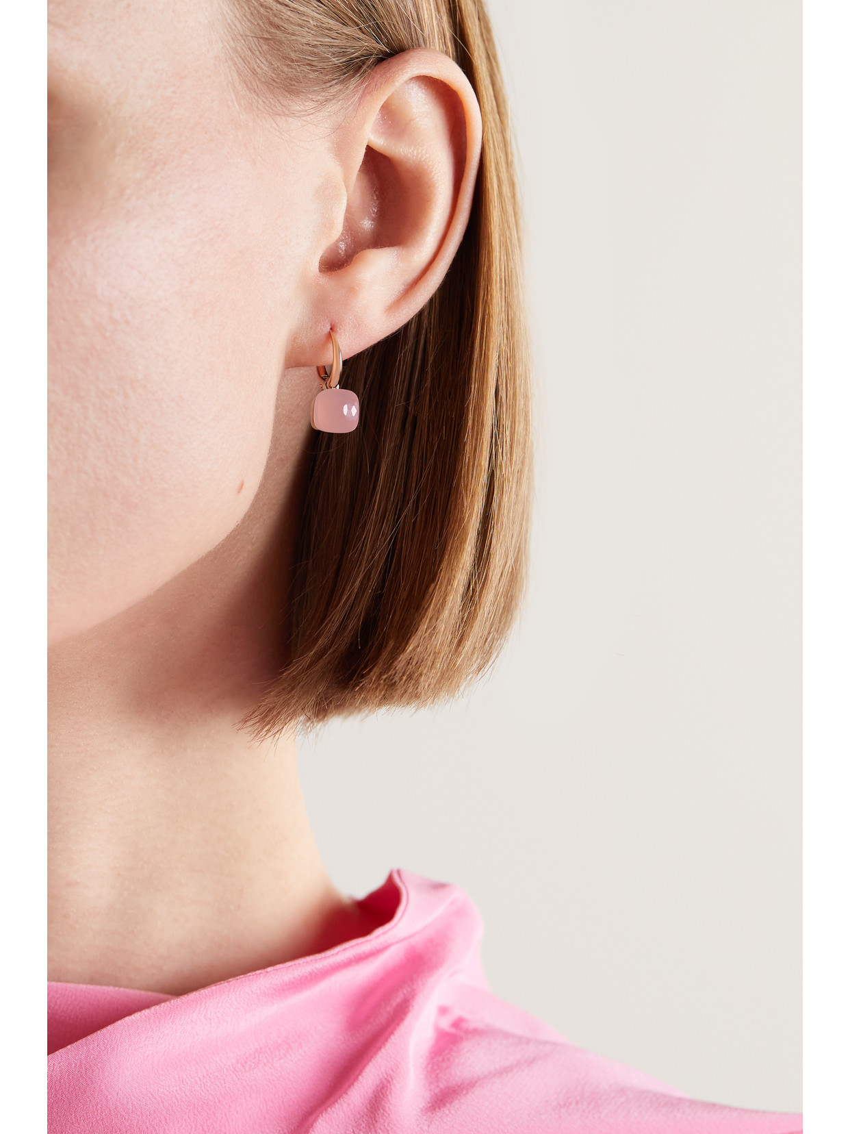 Pomellato Classic Nudo 18-karat Rose And White Gold Quartz Earrings In Gold