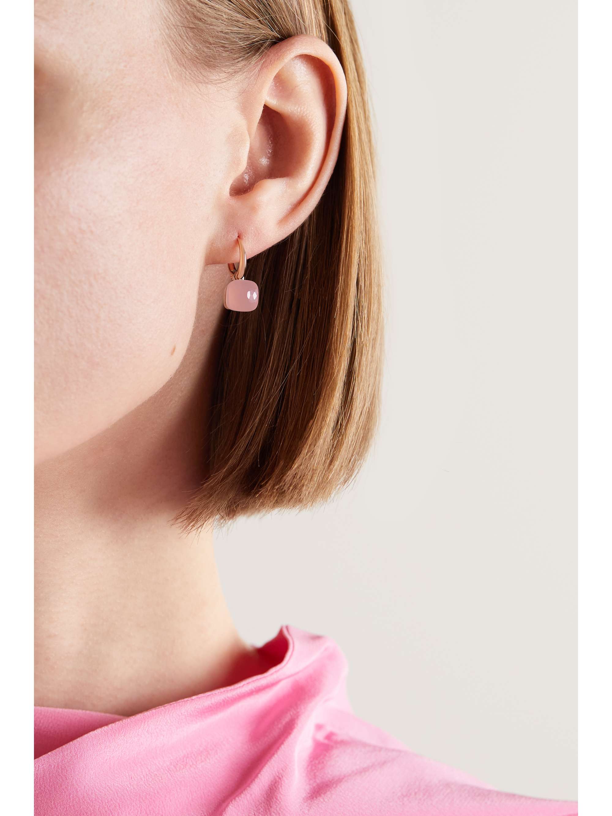 POMELLATO Classic Nudo 18-karat rose and white gold quartz earrings
