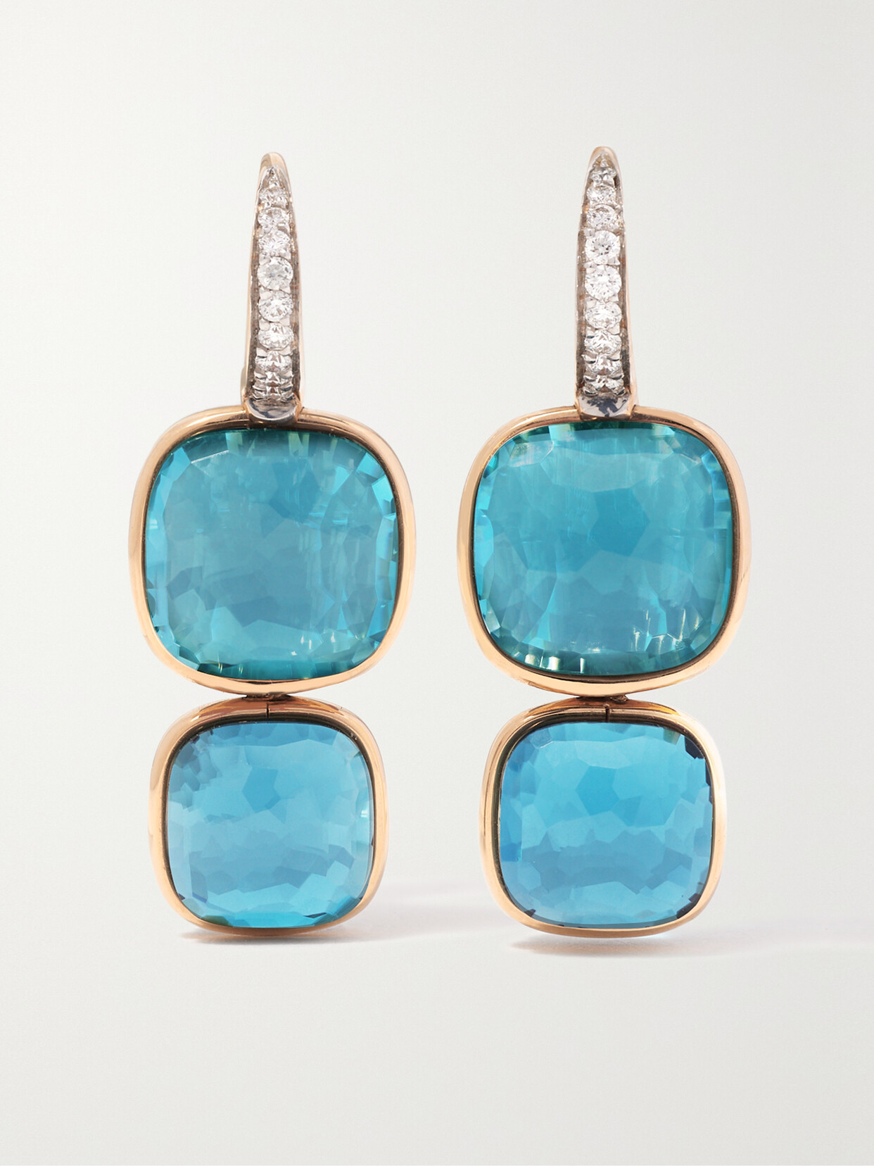 Pomellato - Nudo 18-karat Rose Gold, Topaz And Diamond Earrings - One size