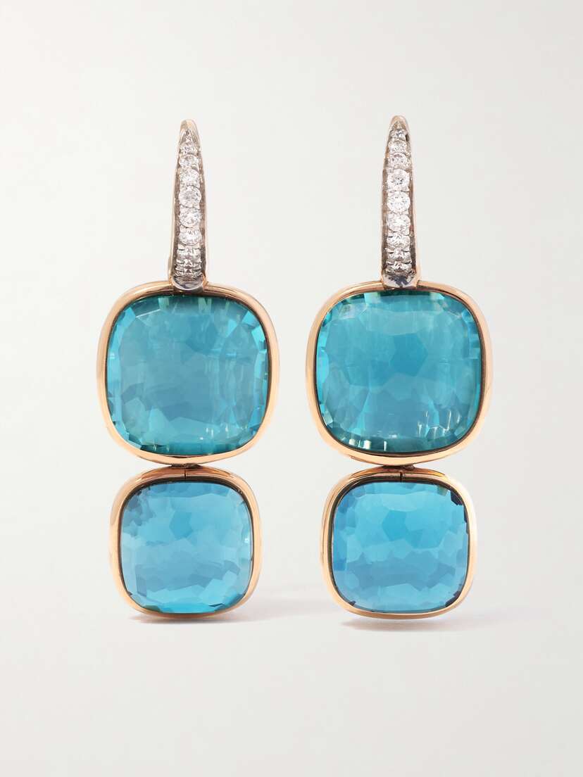 Pomellato Nudo 18-karat Rose Gold, Topaz And Diamond Earrings