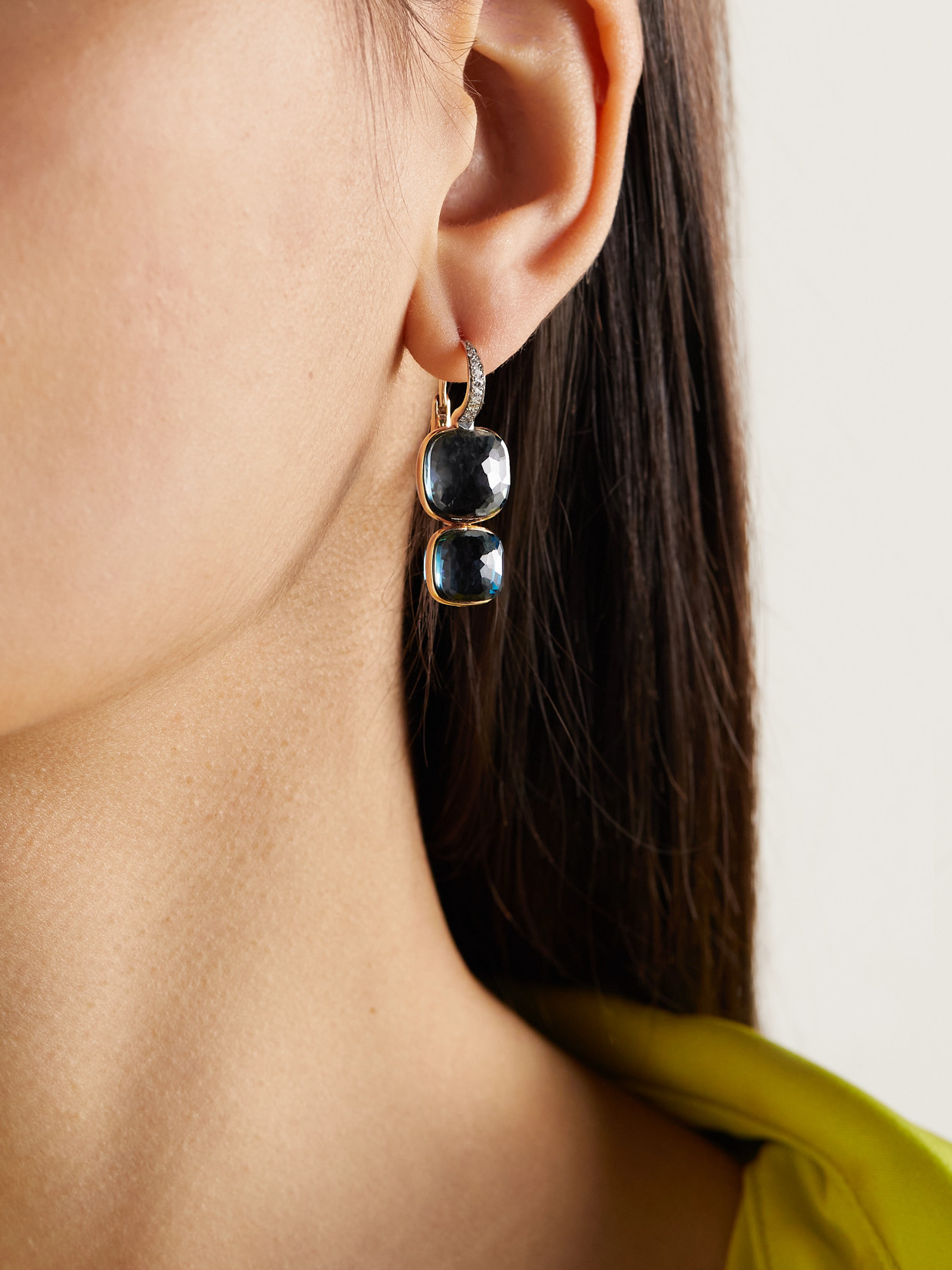 Pomellato Nudo 18-karat Rose Gold, Topaz And Diamond Earrings In Gold