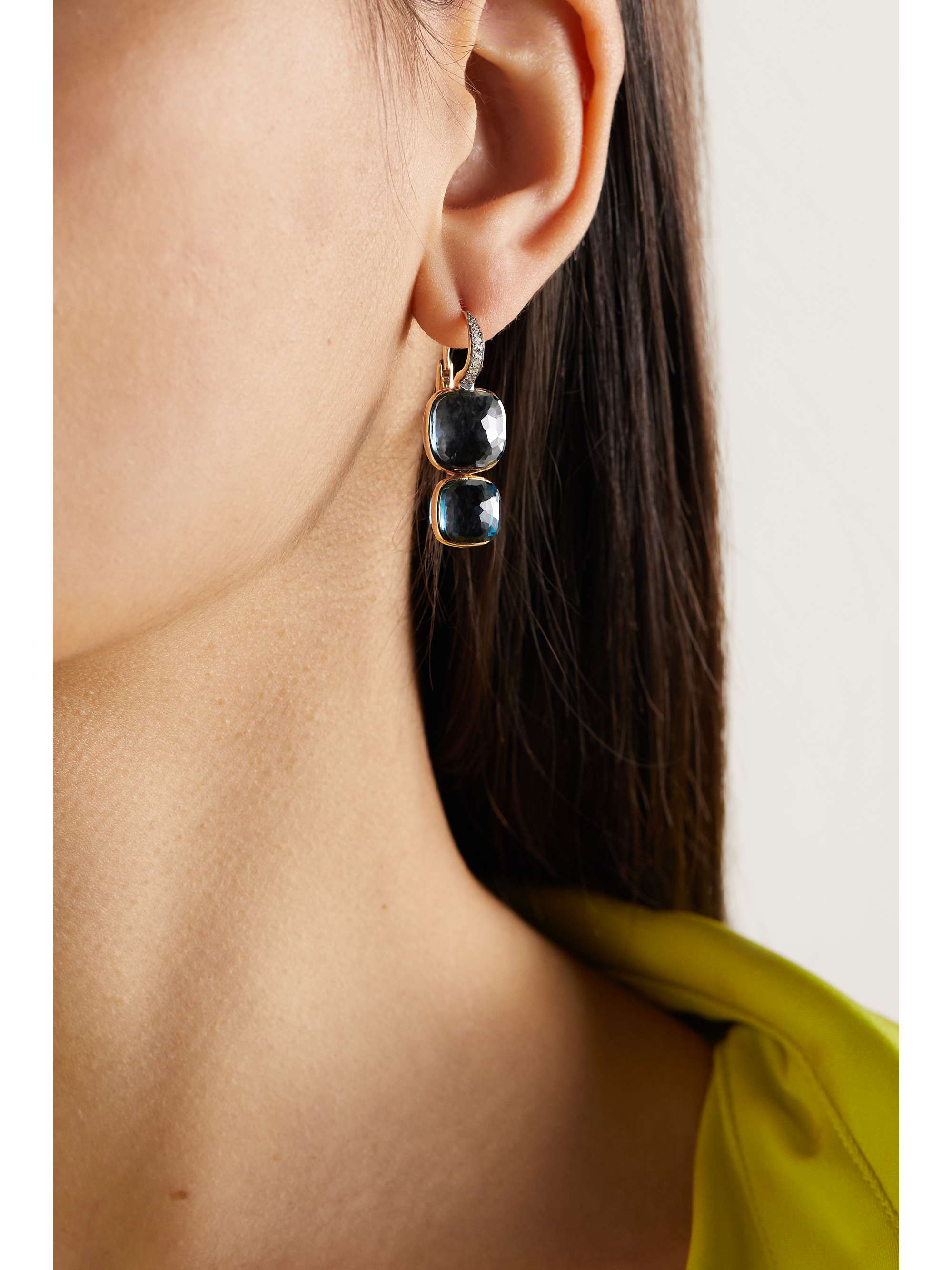 POMELLATO Nudo 18-karat rose gold, topaz and diamond earrings