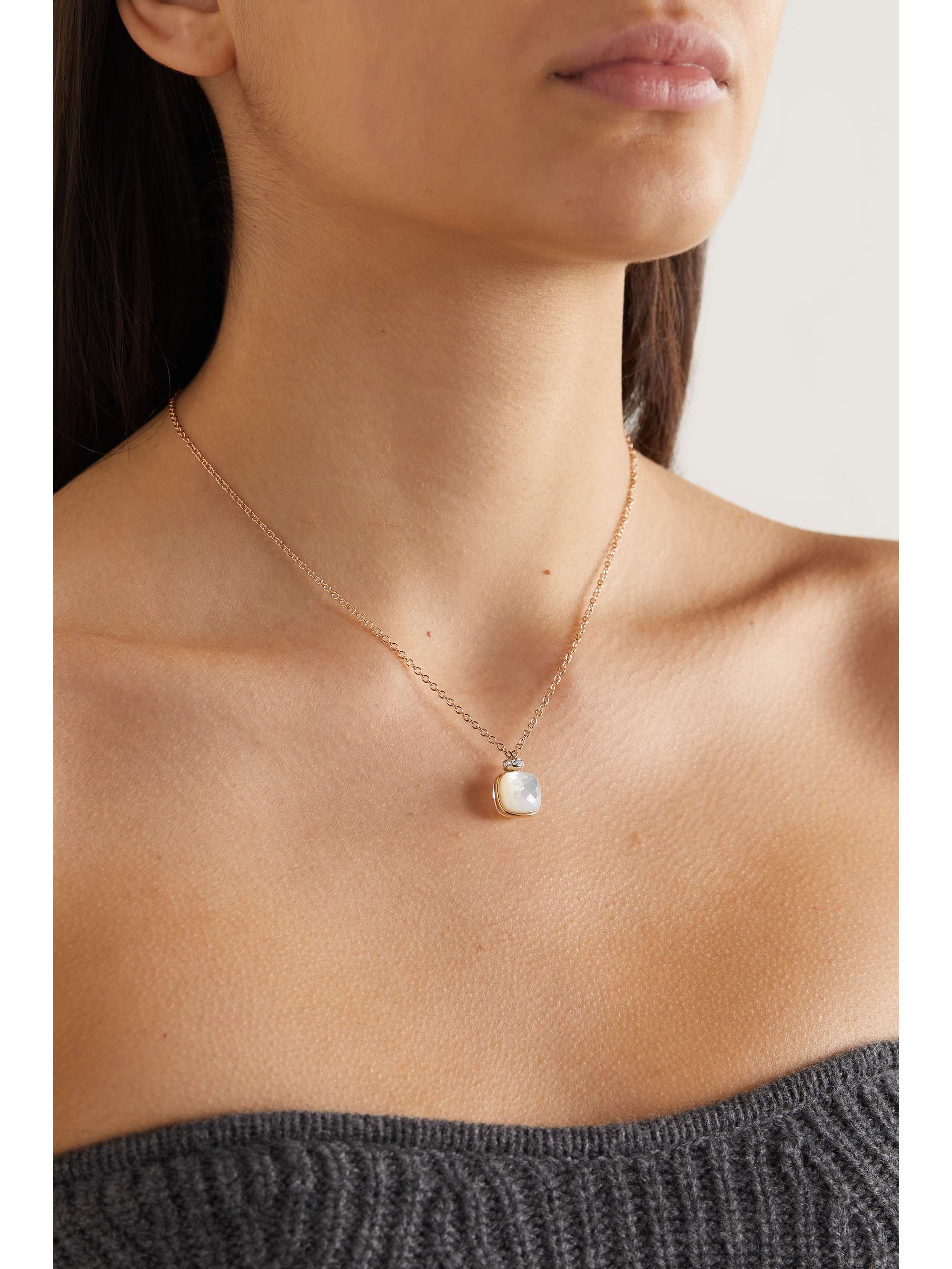 POMELLATO Nudo 18-karat rose and white gold multi-stone necklace
