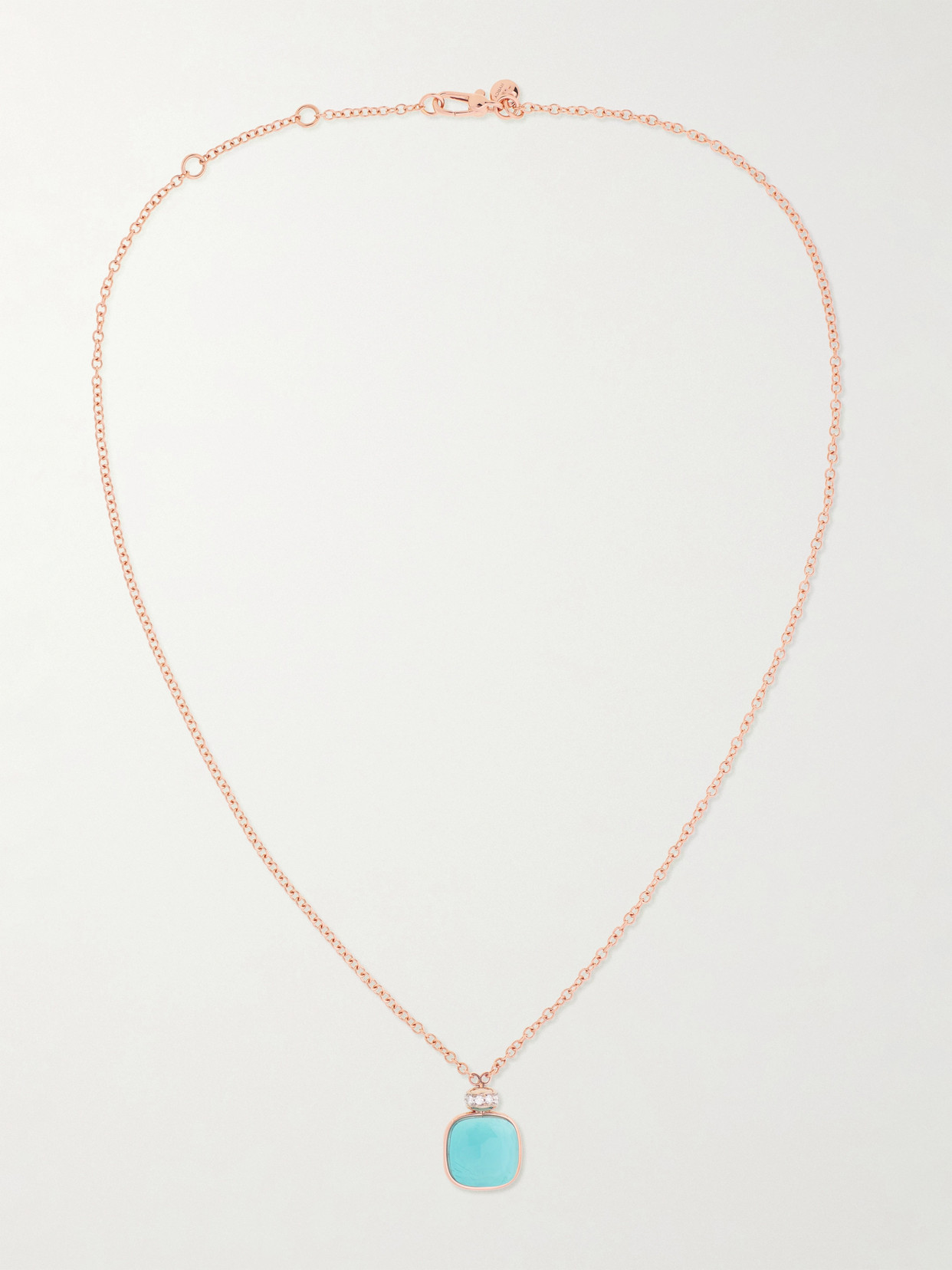 Pomellato Nudo Classic Rose Gold Sky Blue Topaz Necklace With Diamonds In Gold